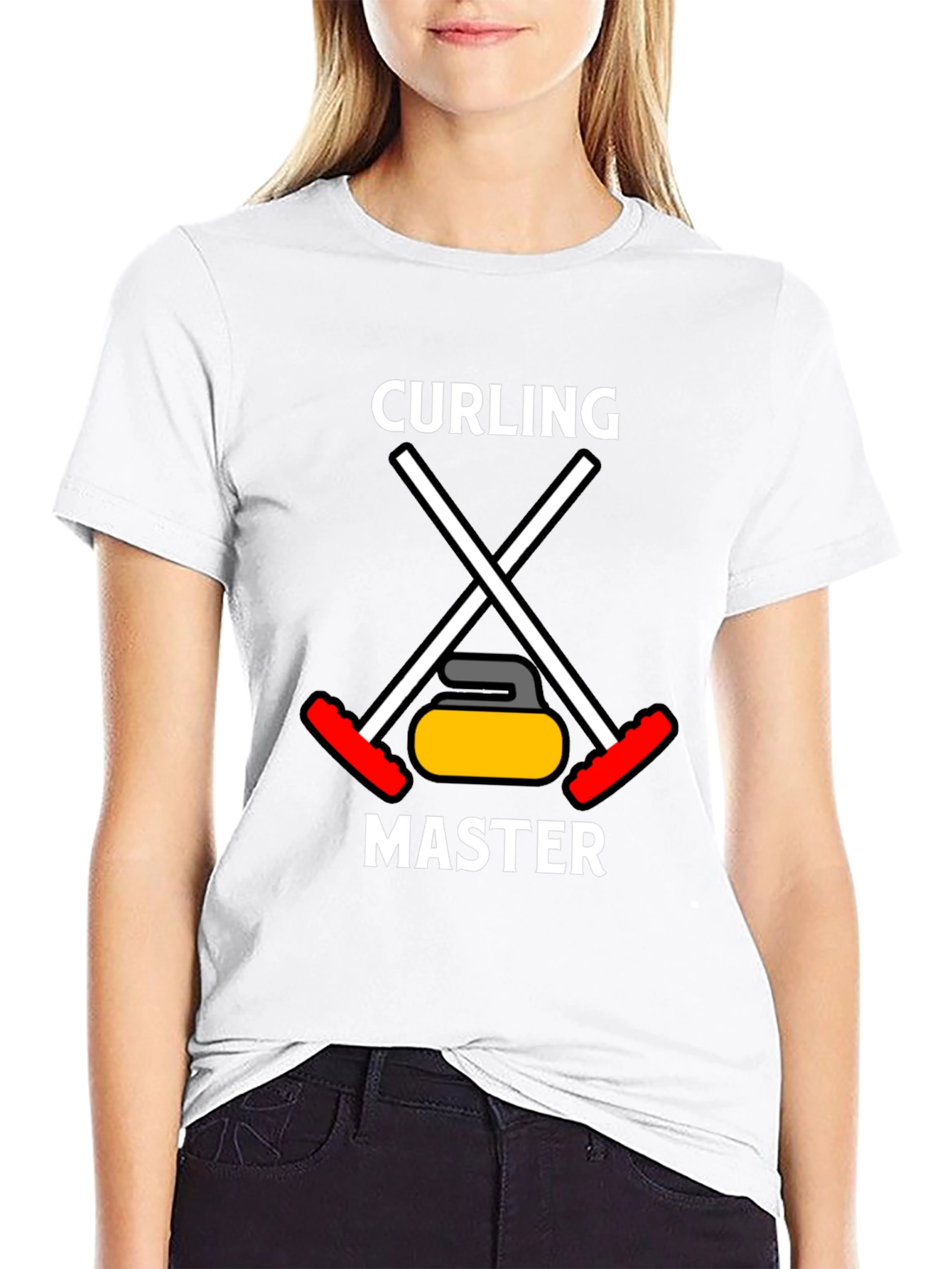 Curling Master Graphic T-Shirt -  Black