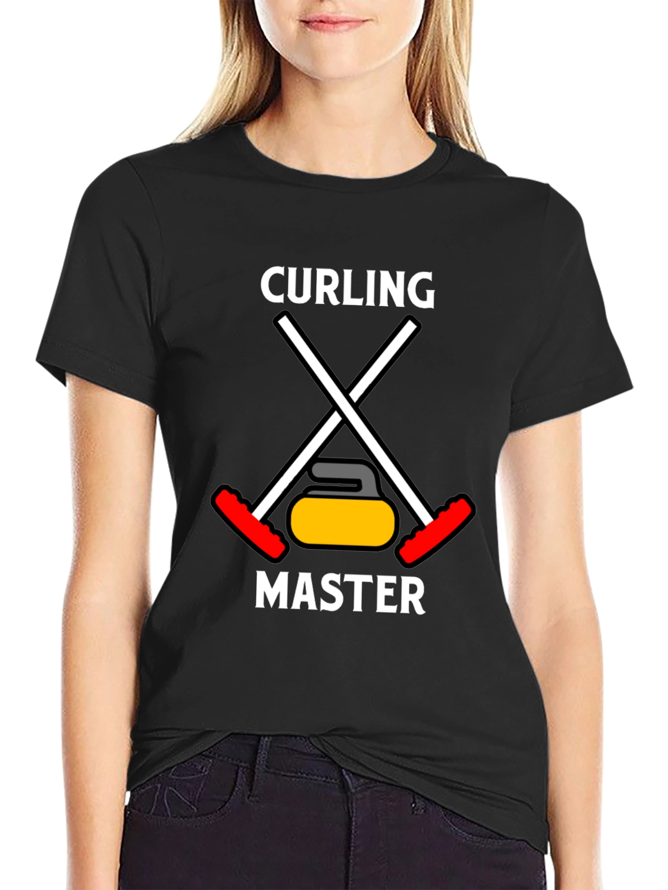 Curling Master Graphic T-Shirt -  Black