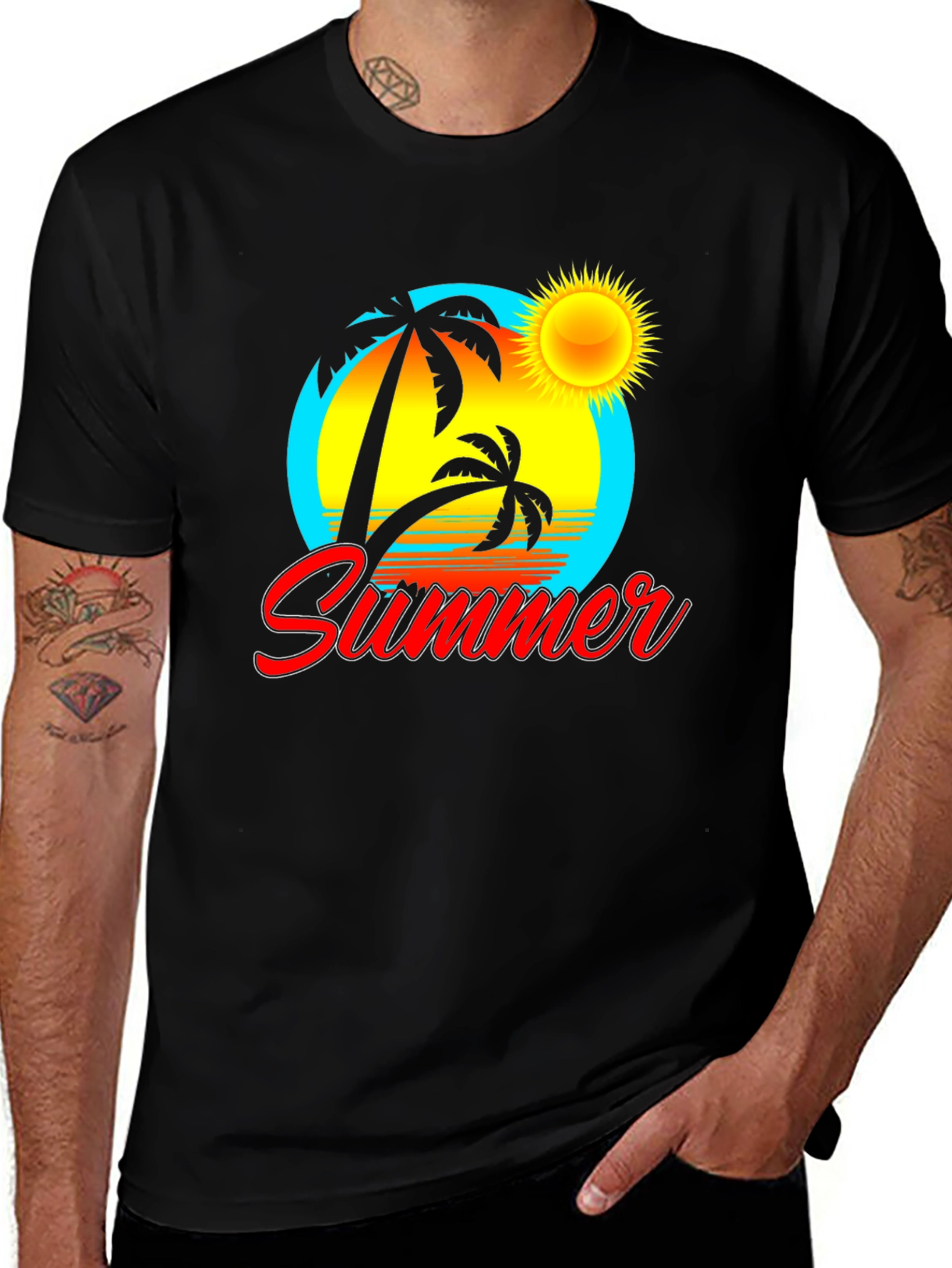 Summer Vibe Black Graphic Tee