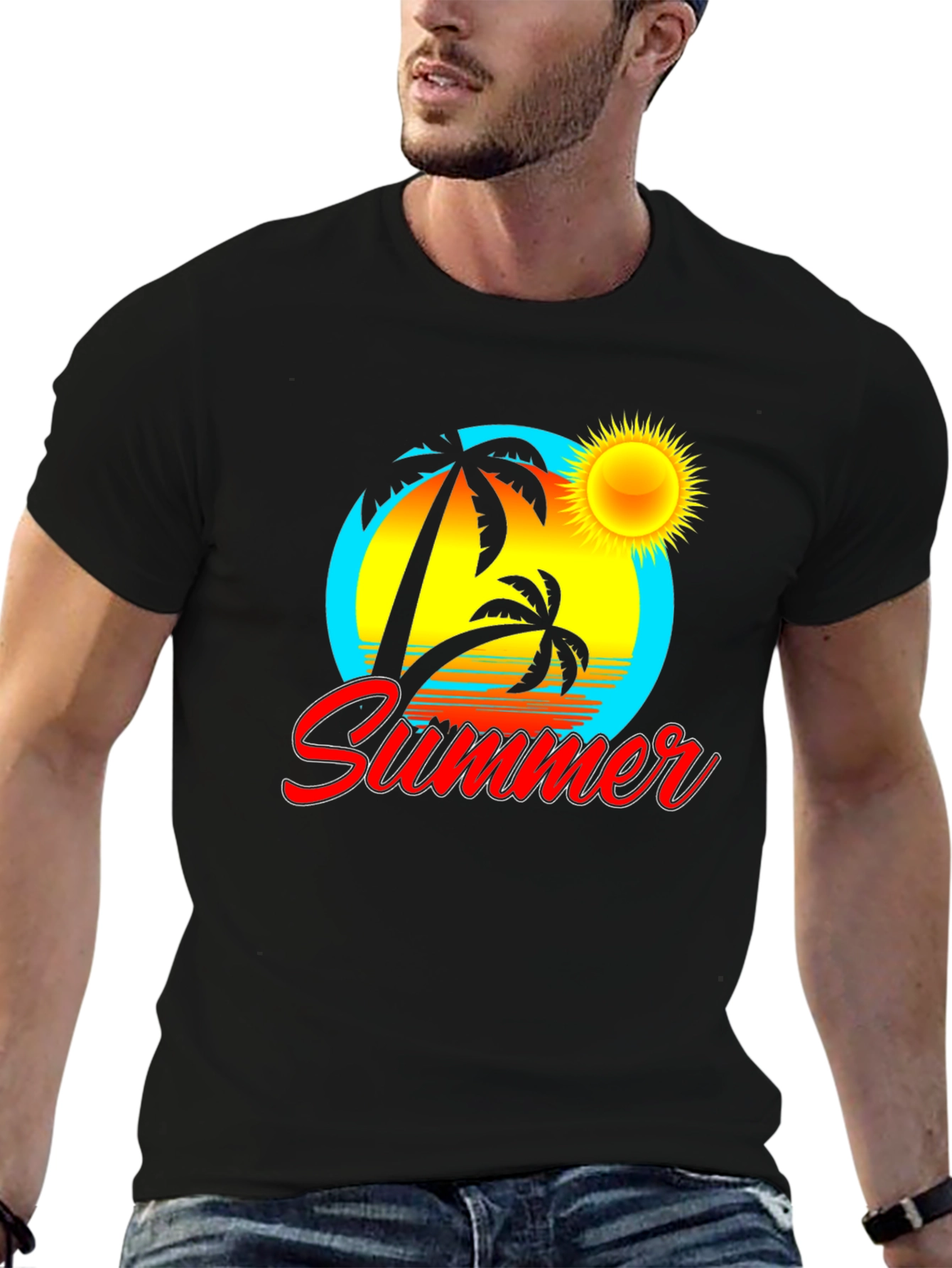 Summer Vibe Black Graphic Tee