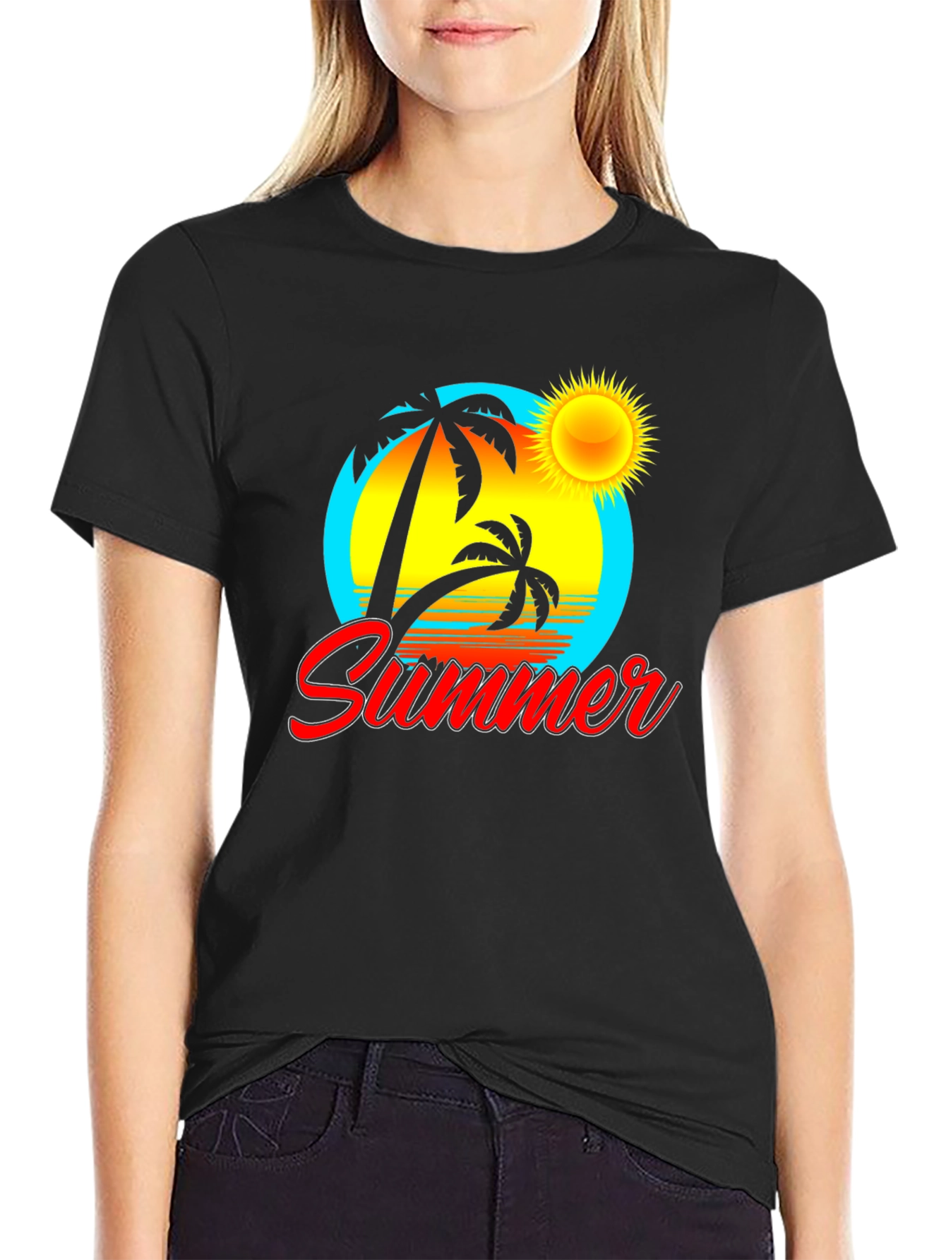 Summer Vibe Black Graphic Tee