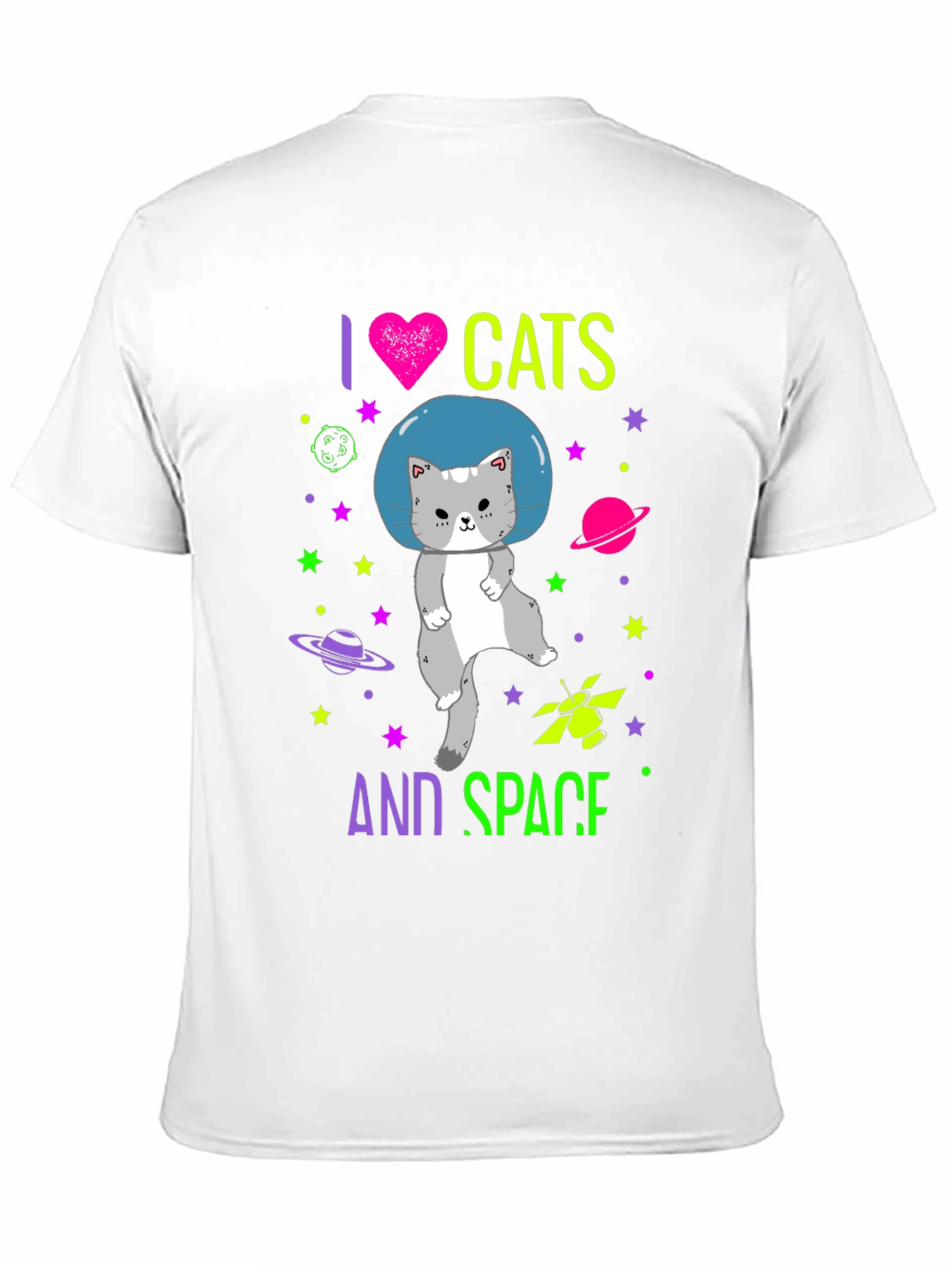 I Love Cats and Space Graphic T-Shirt