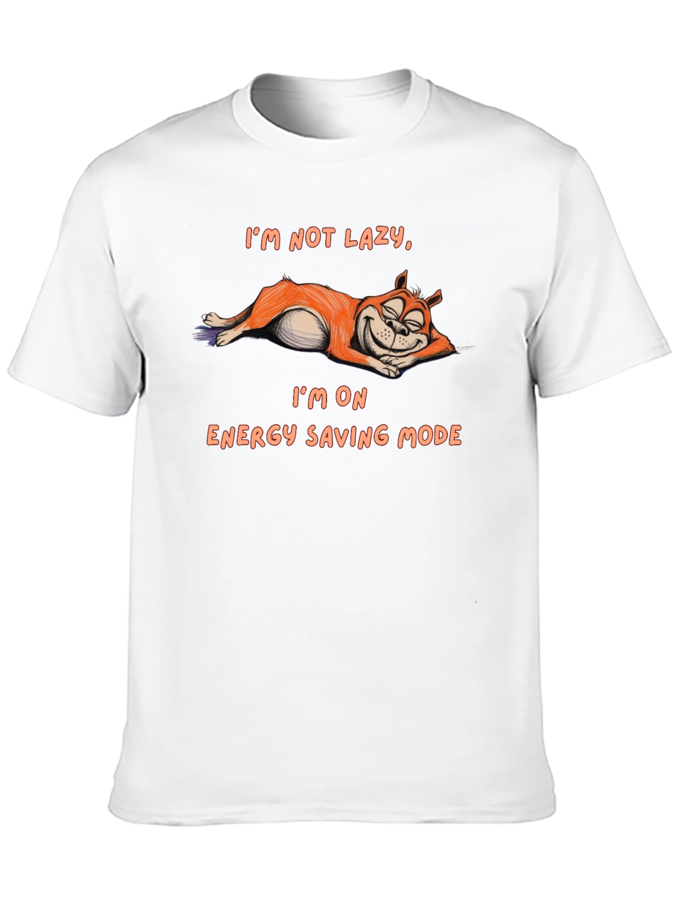 Lazy Cat Energy Saving Mode Graphic T-Shirt