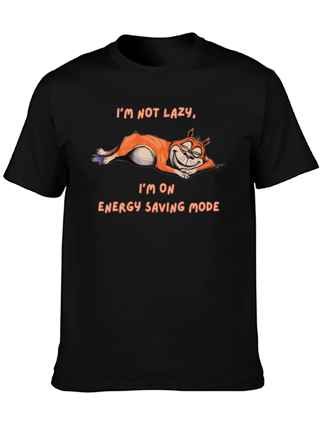 Lazy Cat Energy Saving Mode Graphic T-Shirt