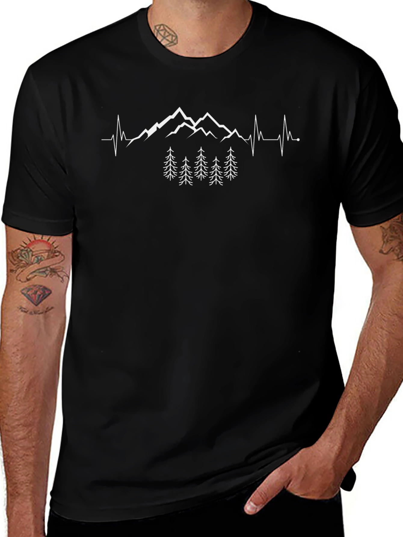Nature Heartbeat Graphic Tee - Mens Black T-Shirt