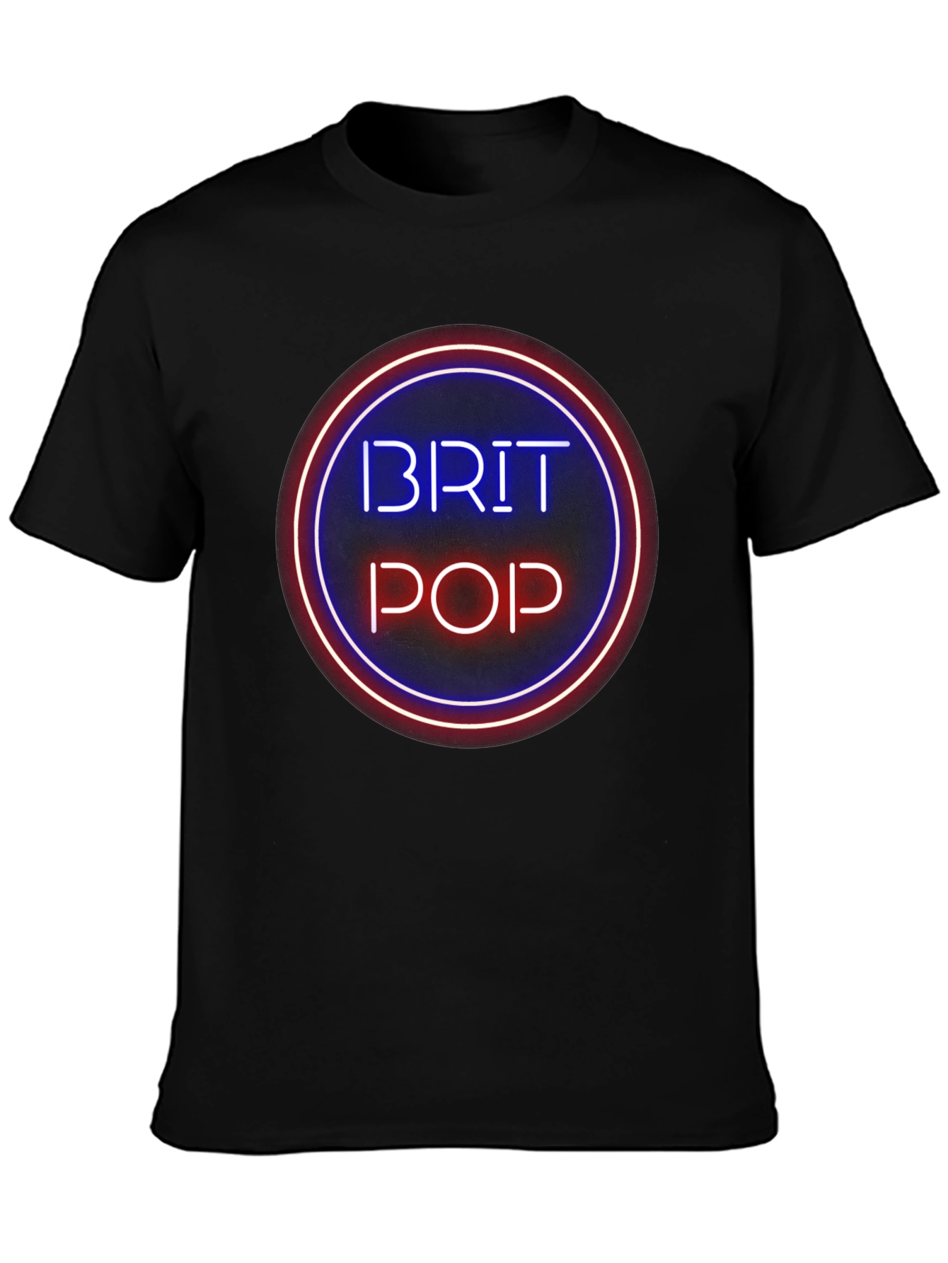 Brit Pop Neon Circle Black T-Shirt