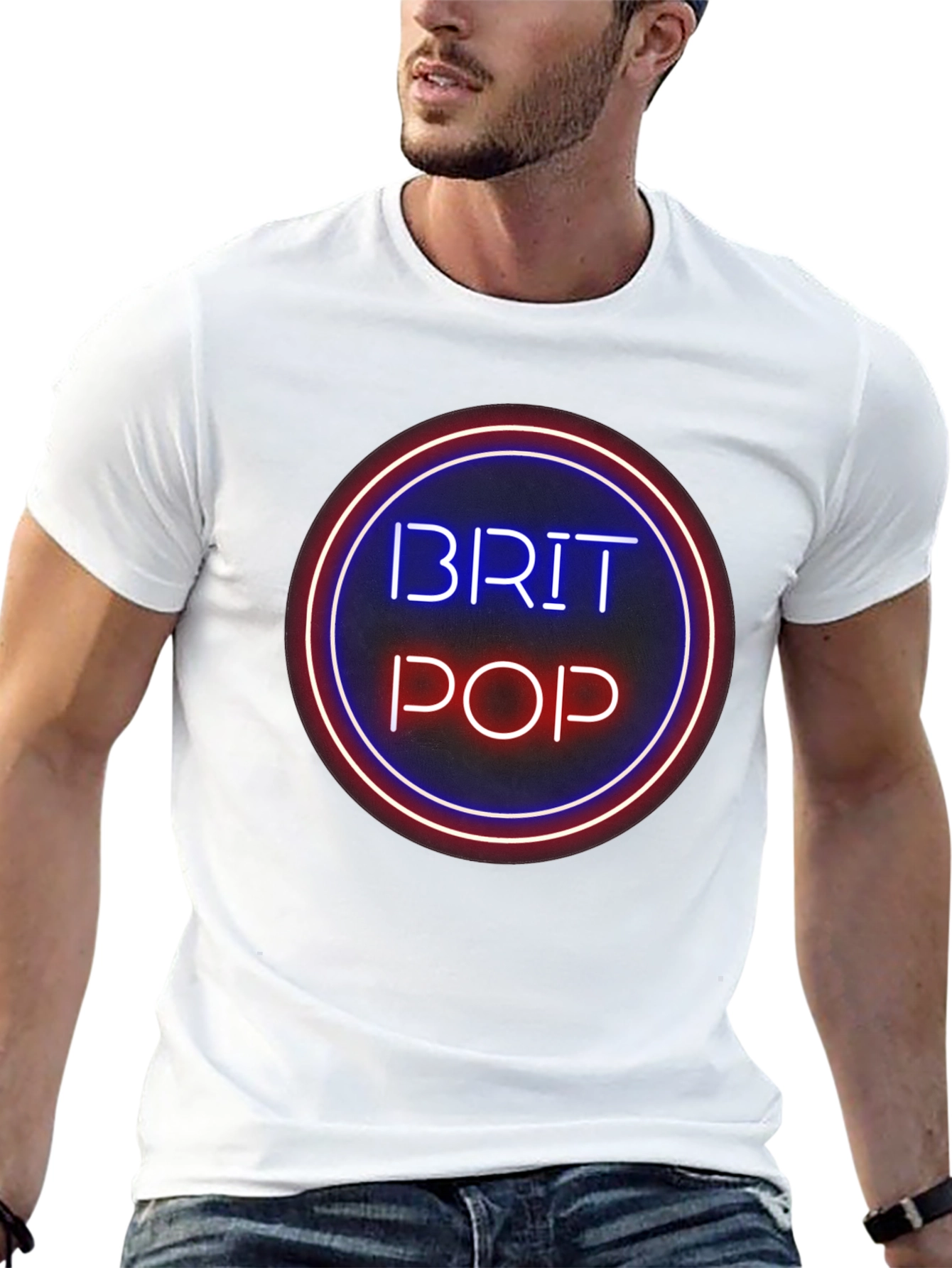 Brit Pop Neon Circle Black T-Shirt