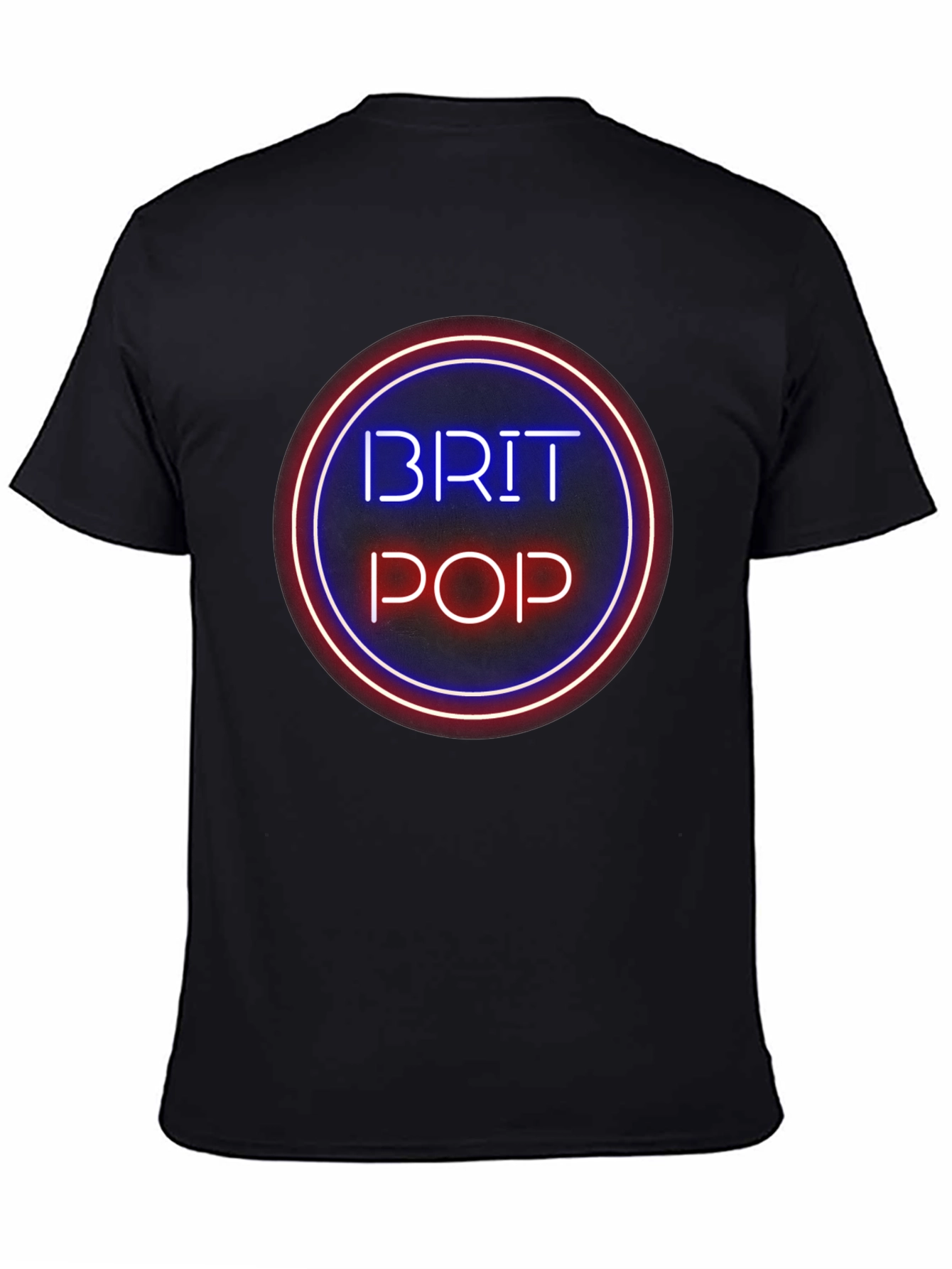 Brit Pop Neon Circle Black T-Shirt