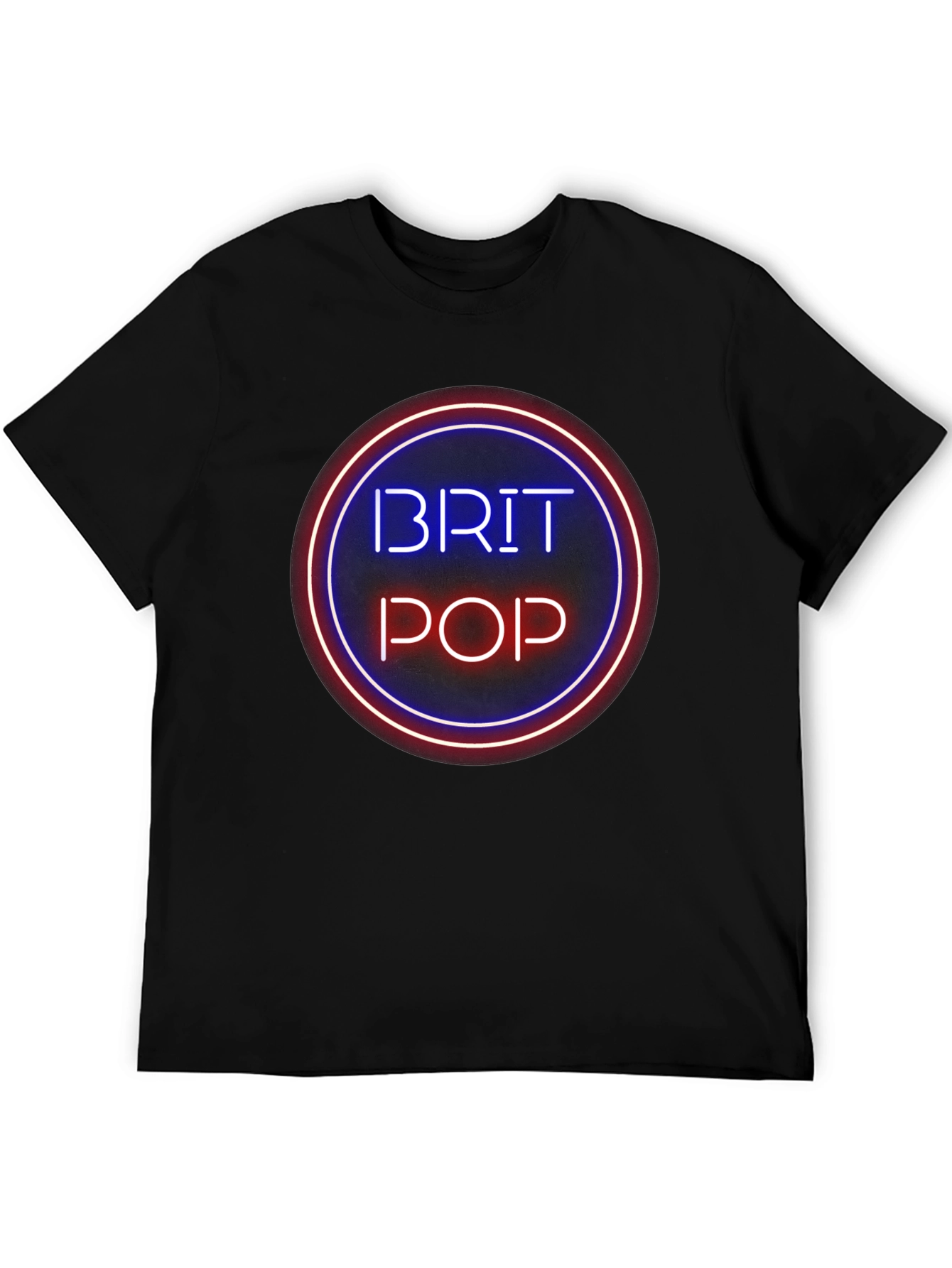 Brit Pop Neon Circle Black T-Shirt