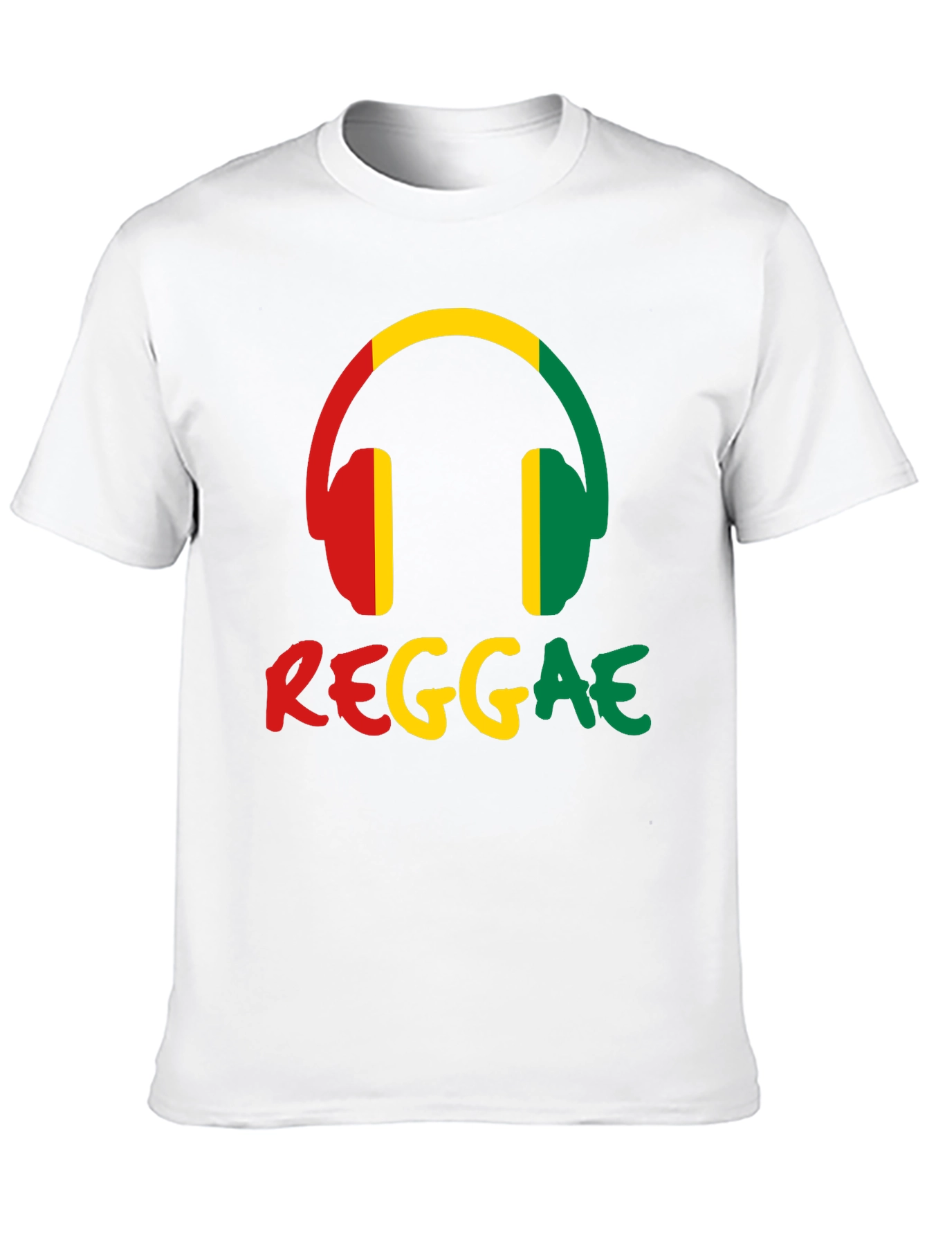 Reggae Music Headphones Graphic Tee - Black Cotton