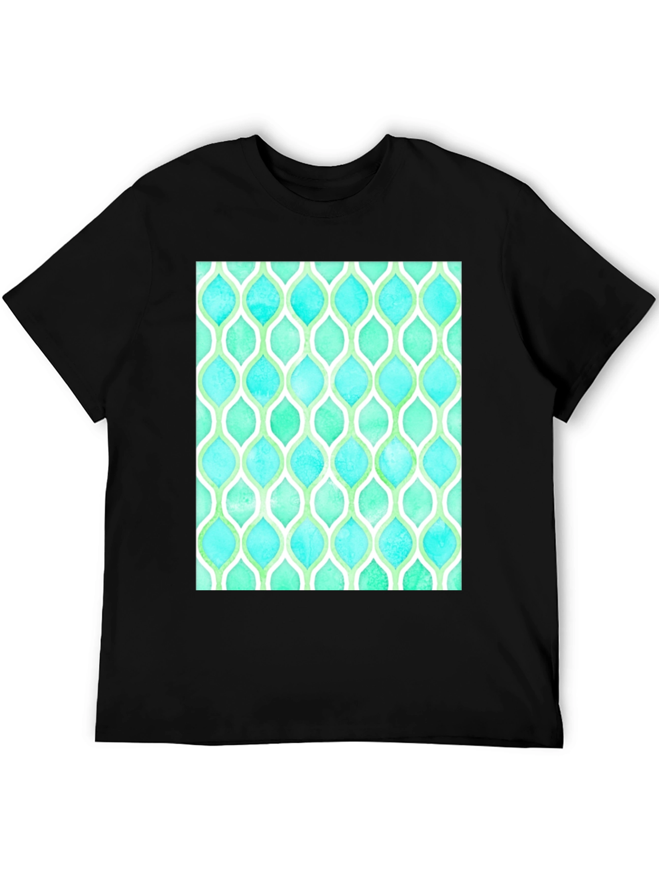 Aqua & Green Patterned T-Shirt