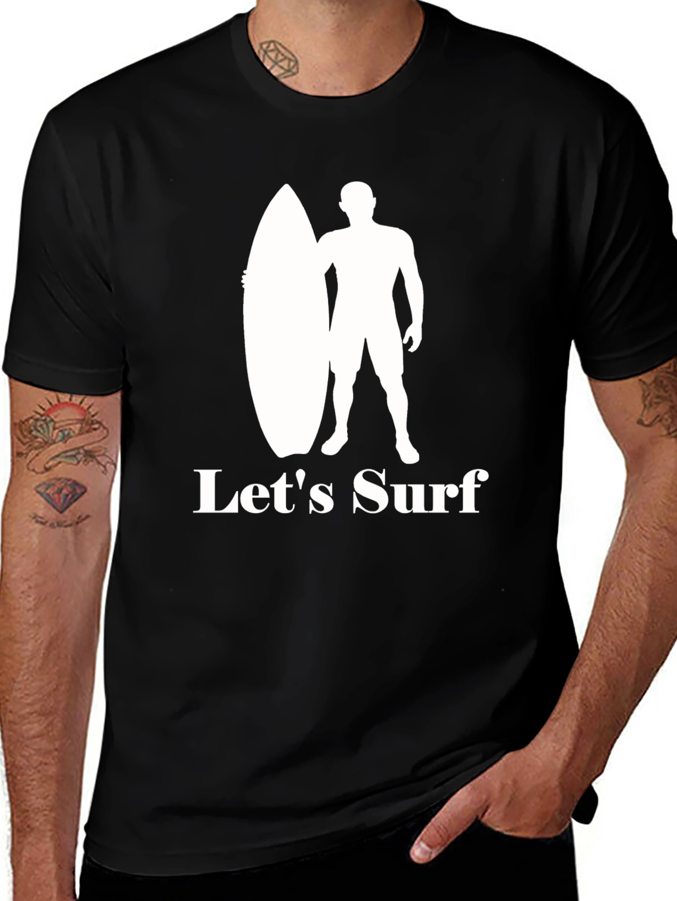 Lets Surf Graphic Tee - Surfer Silhouette