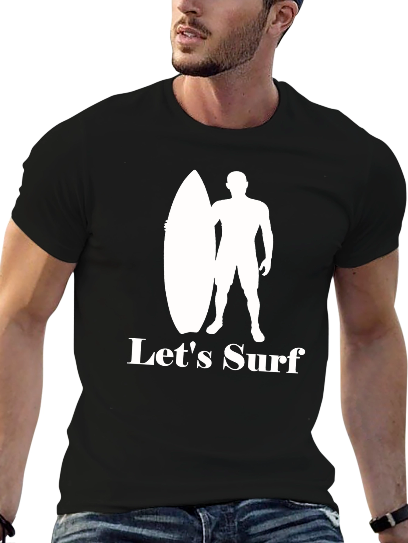 Lets Surf Graphic Tee - Surfer Silhouette