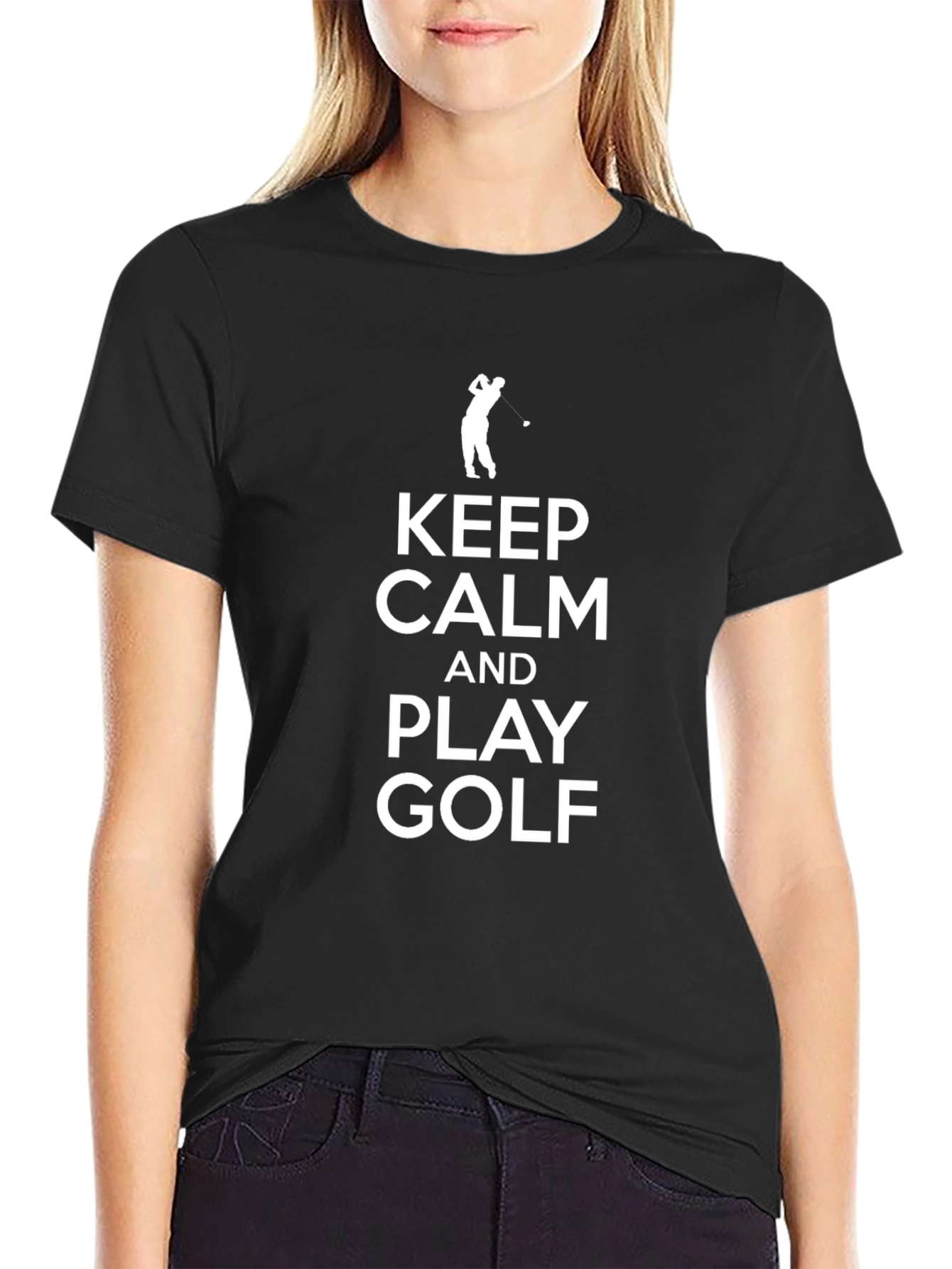 Keep Calm Play Golf Black T-Shirt