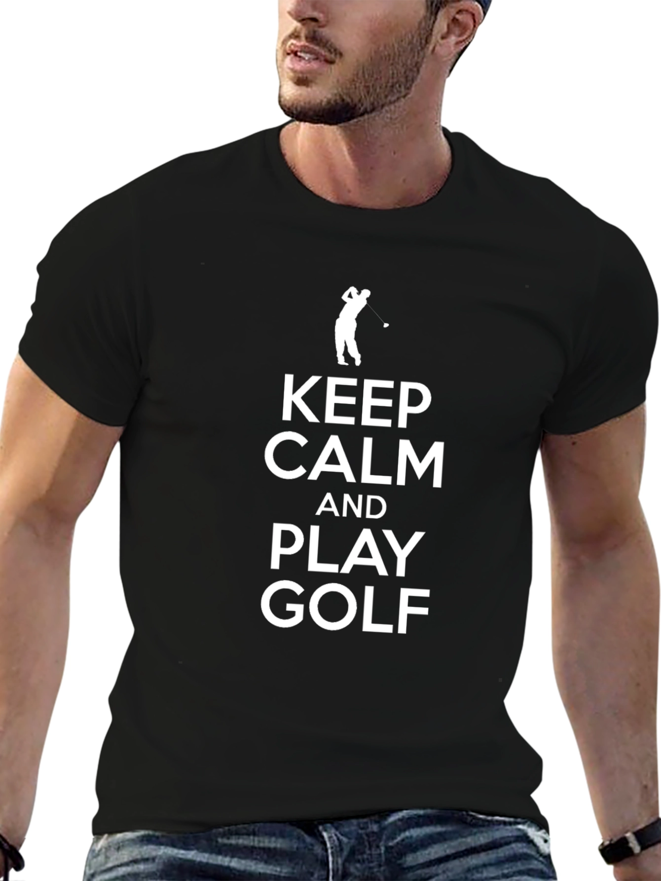 Keep Calm Play Golf Black T-Shirt