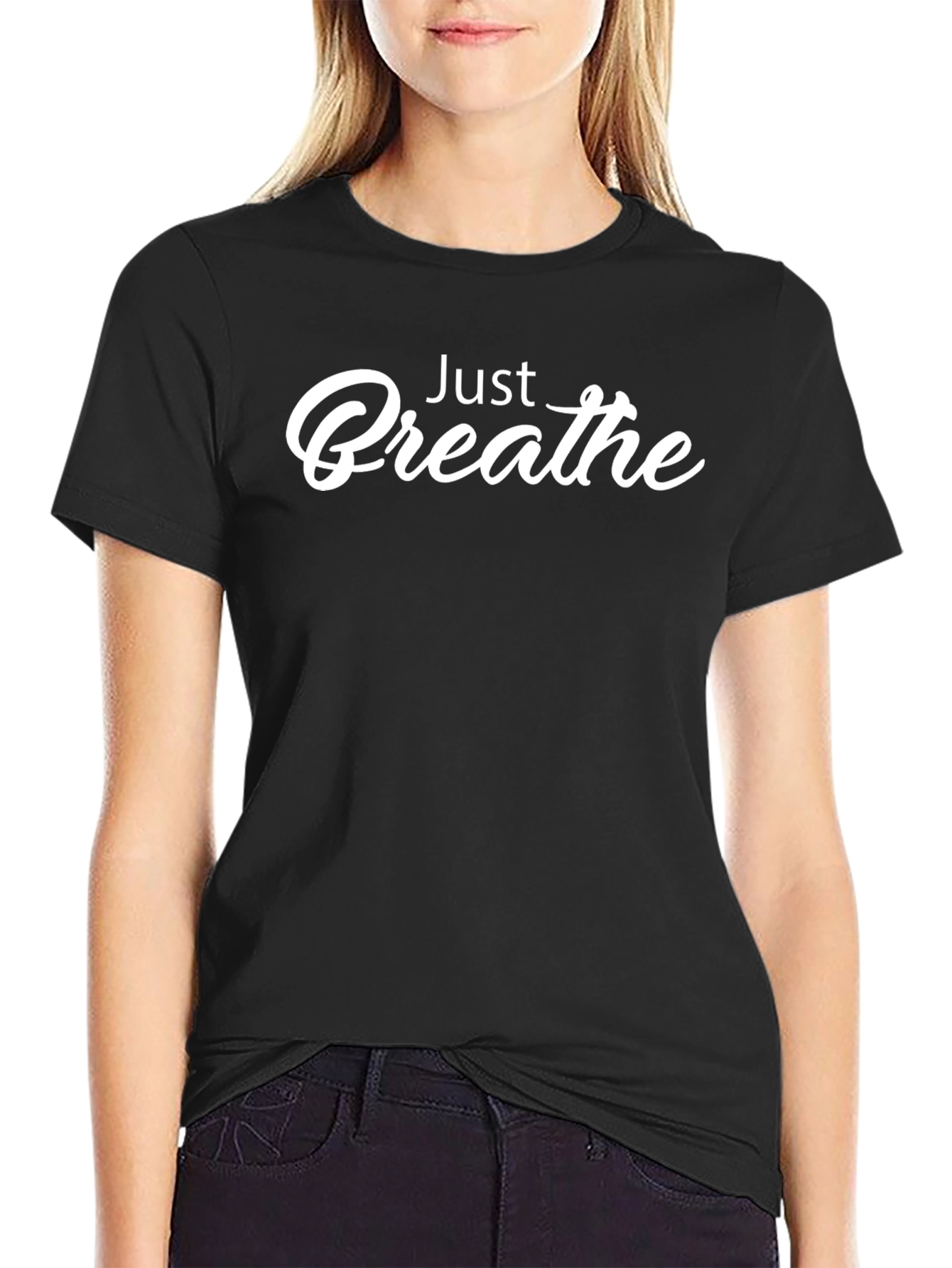 Just Breathe Black Graphic T-Shirt