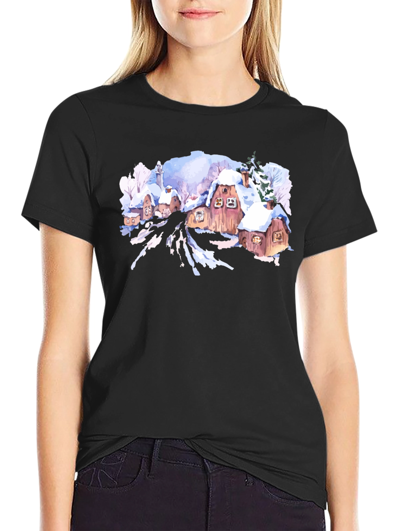 Winter Village Graphic Tee - Black