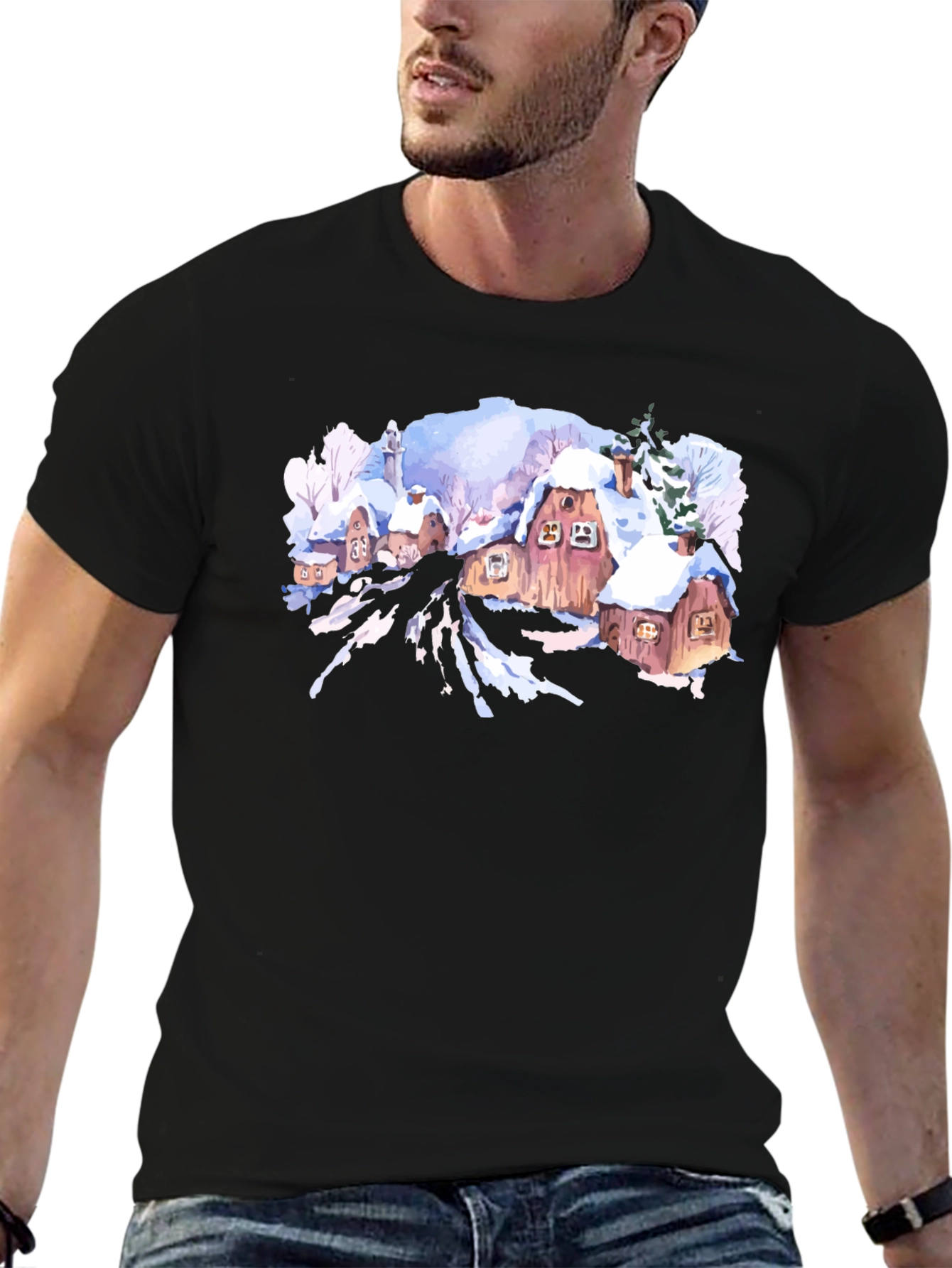 Winter Village Graphic Tee - Black