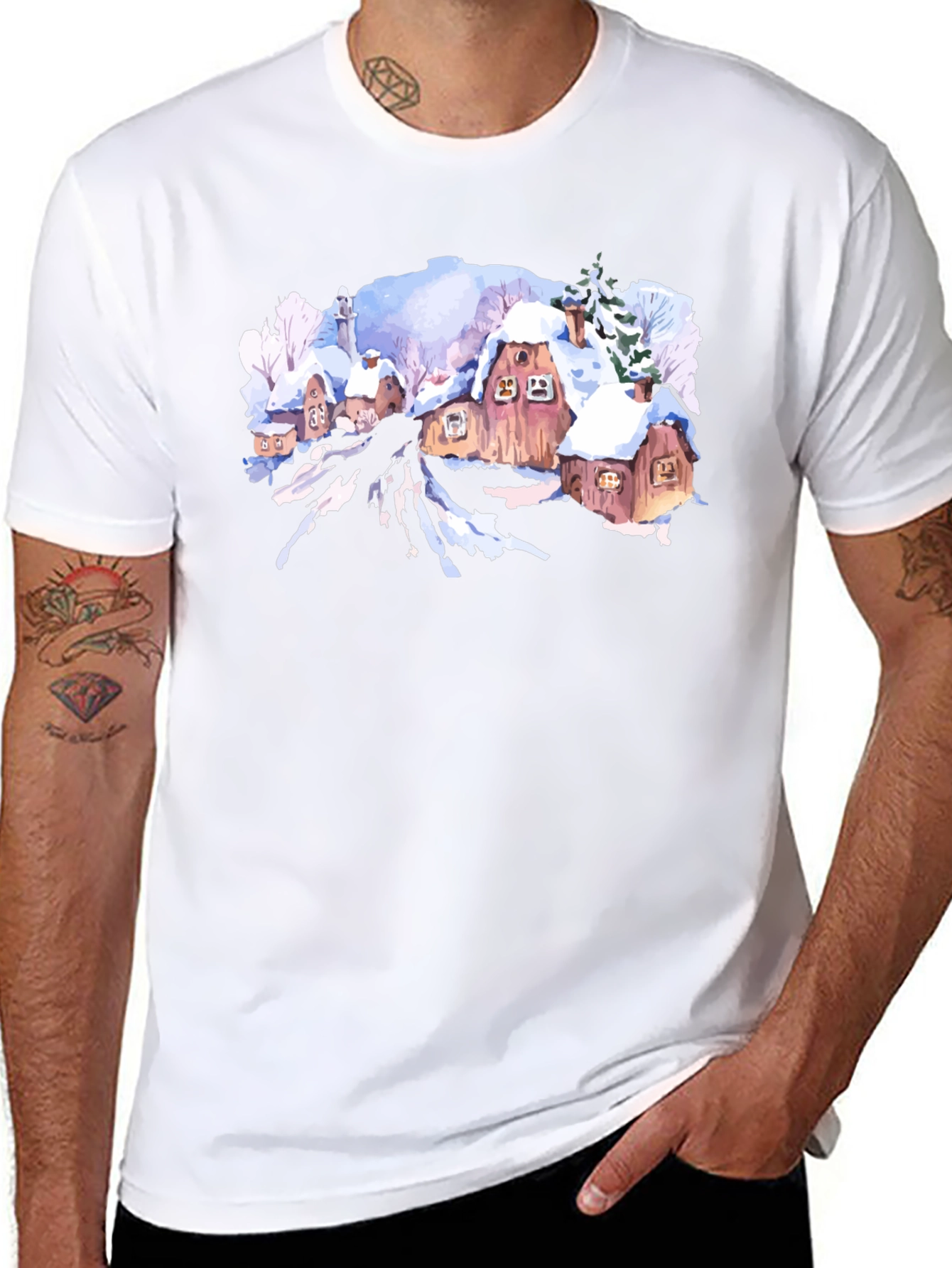 Winter Village Graphic Tee - Black