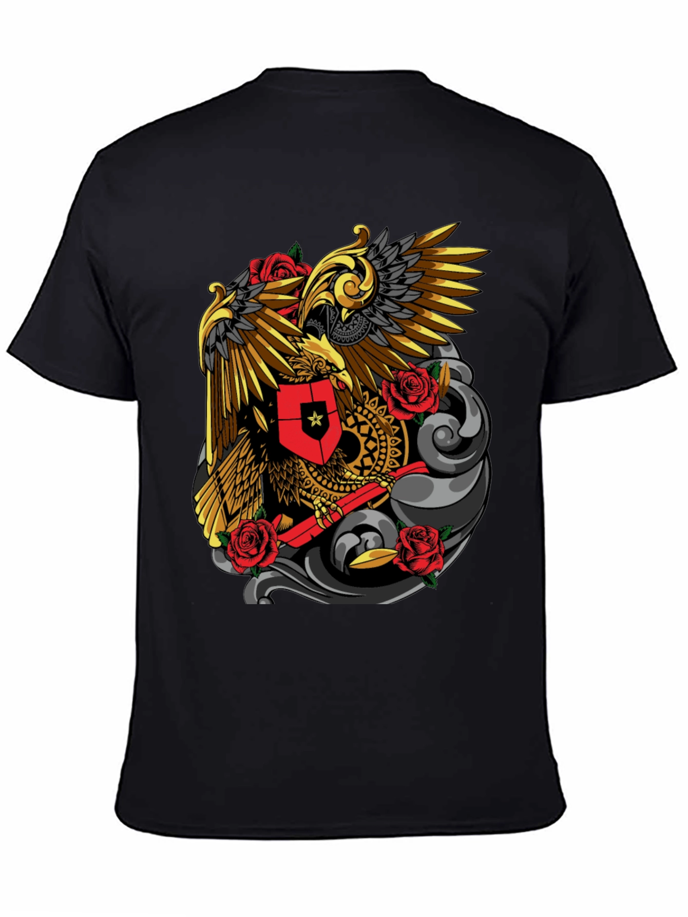 Eagle & Rose Graphic Tee - Bold Black T-Shirt