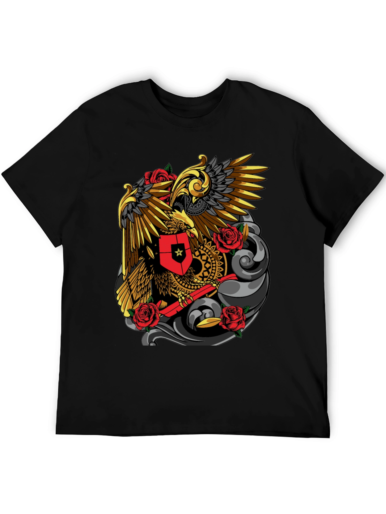 Eagle & Rose Graphic Tee - Bold Black T-Shirt