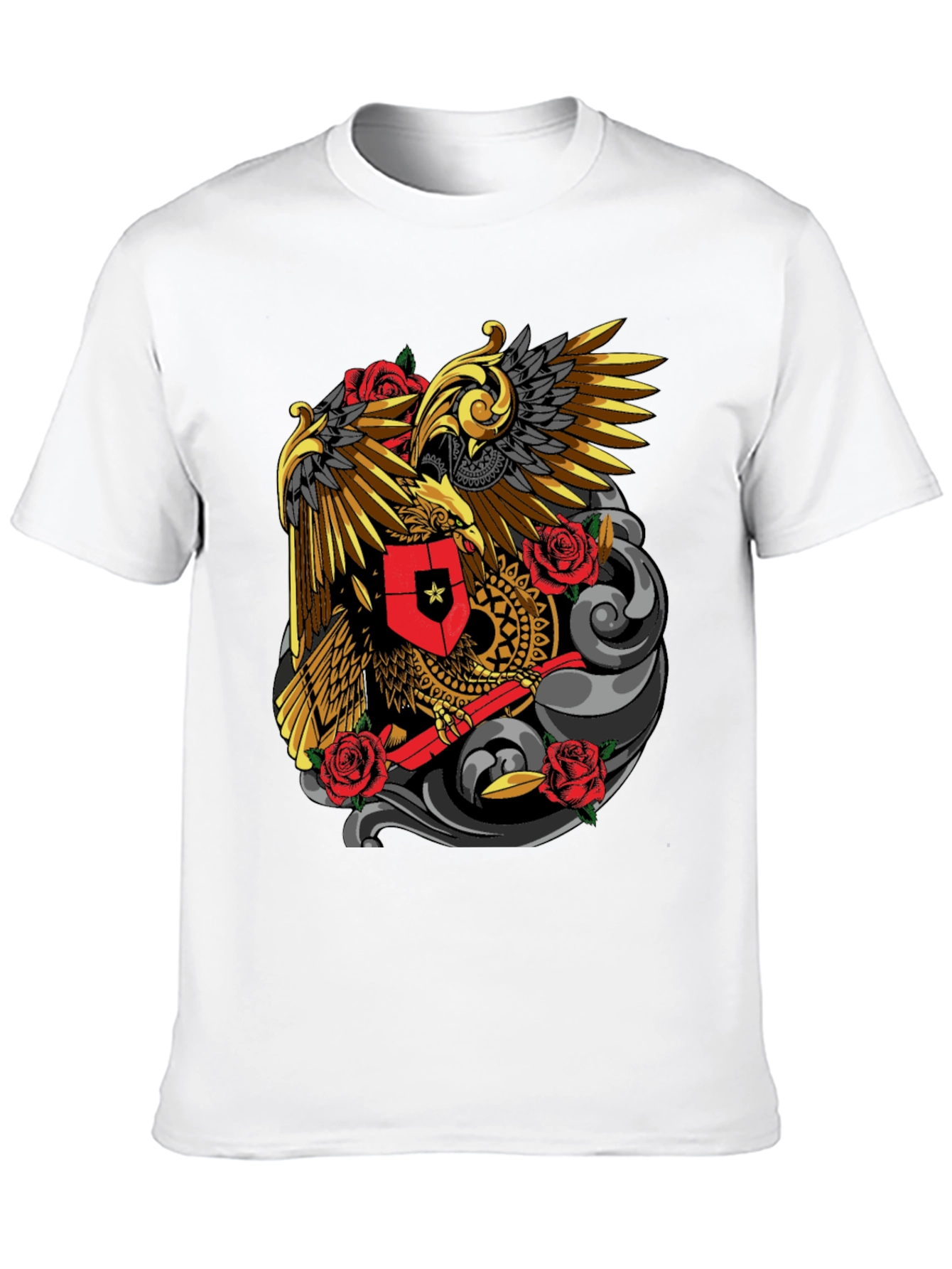 Eagle & Rose Graphic Tee - Bold Black T-Shirt
