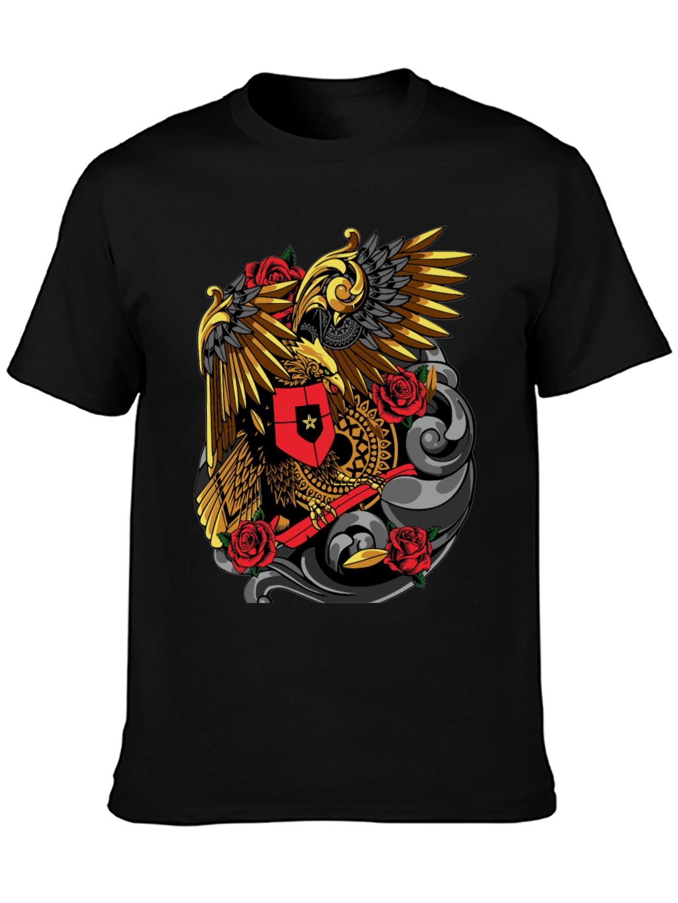 Eagle & Rose Graphic Tee - Bold Black T-Shirt