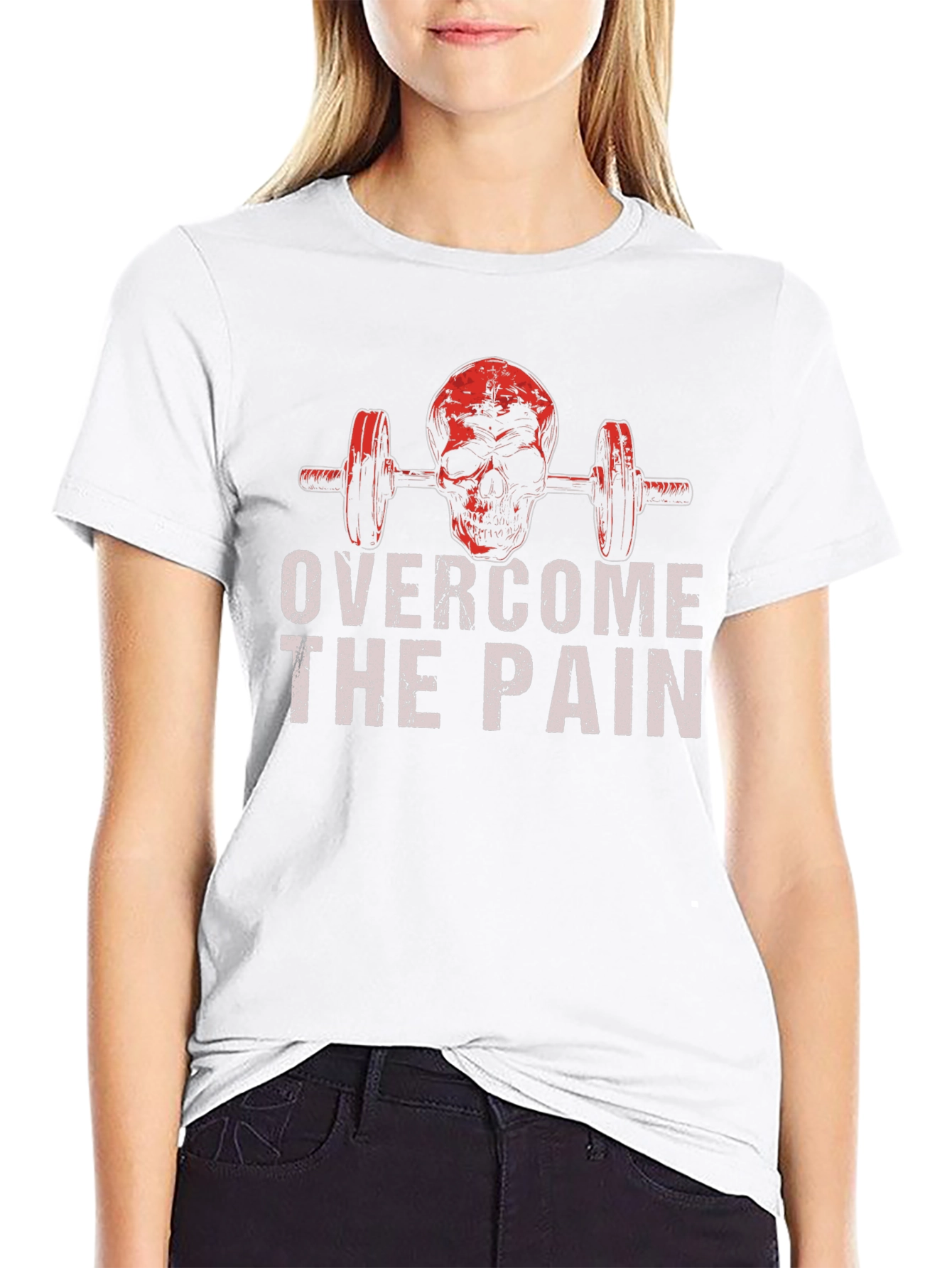 Skull Barbell Overcome The Pain Graphic T-Shirt
