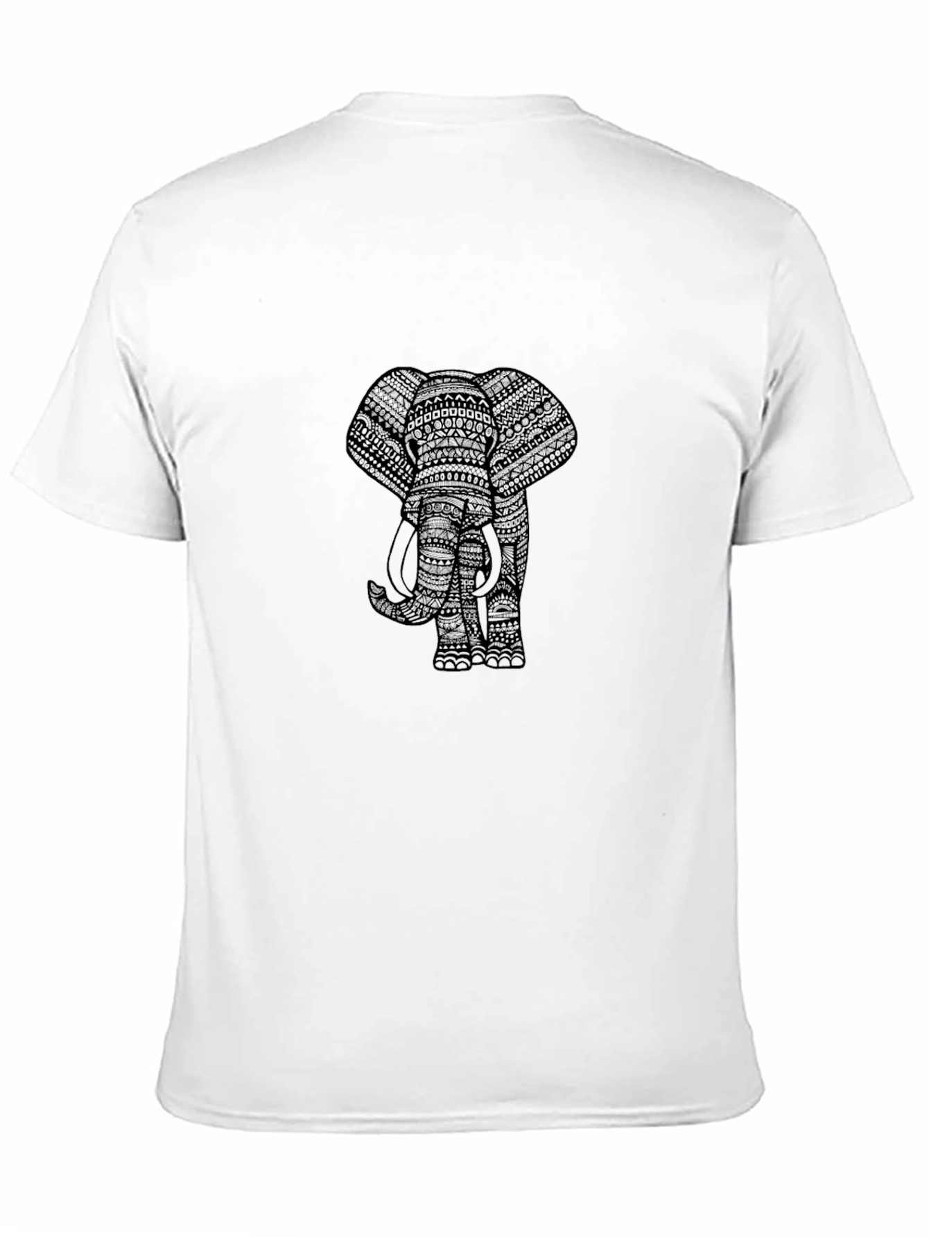 Black Elephant Print Mens T-Shirt