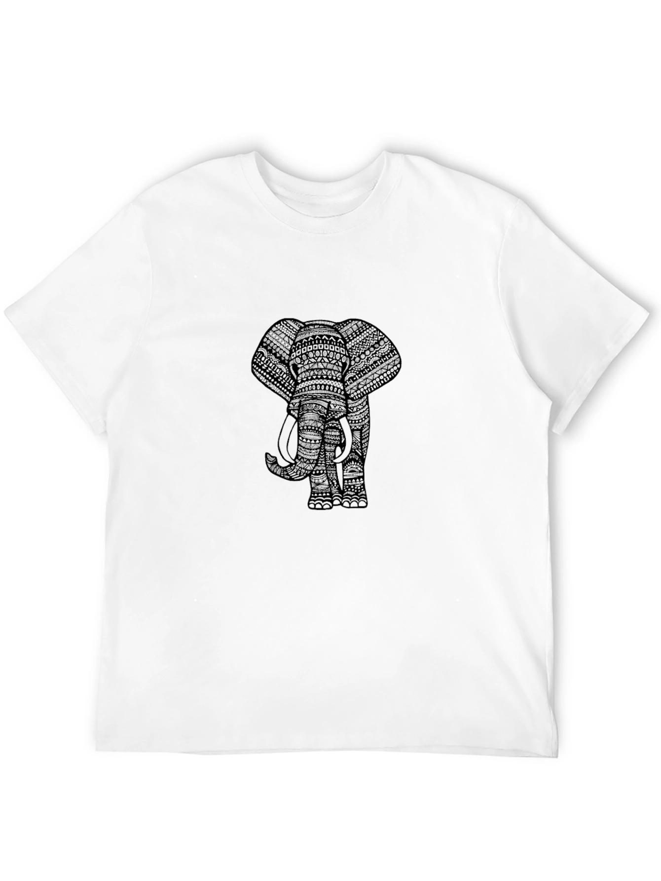Black Elephant Print Mens T-Shirt