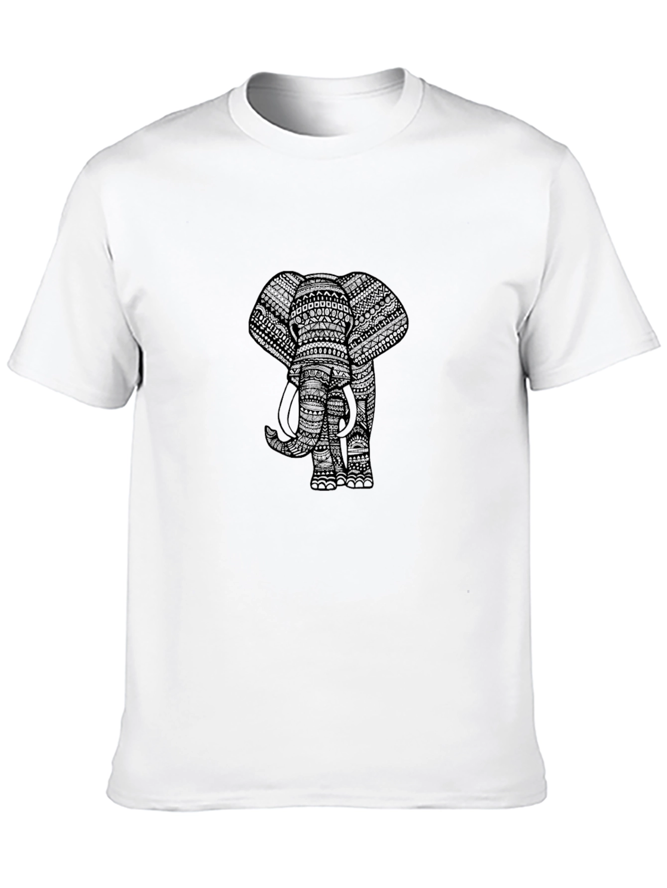 Black Elephant Print Mens T-Shirt
