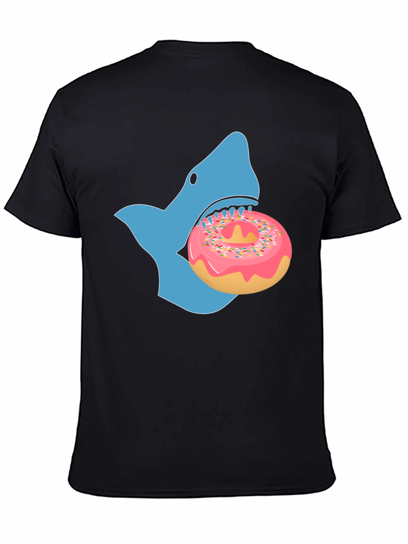 Shark Eating Donut Graphic Tee - Black