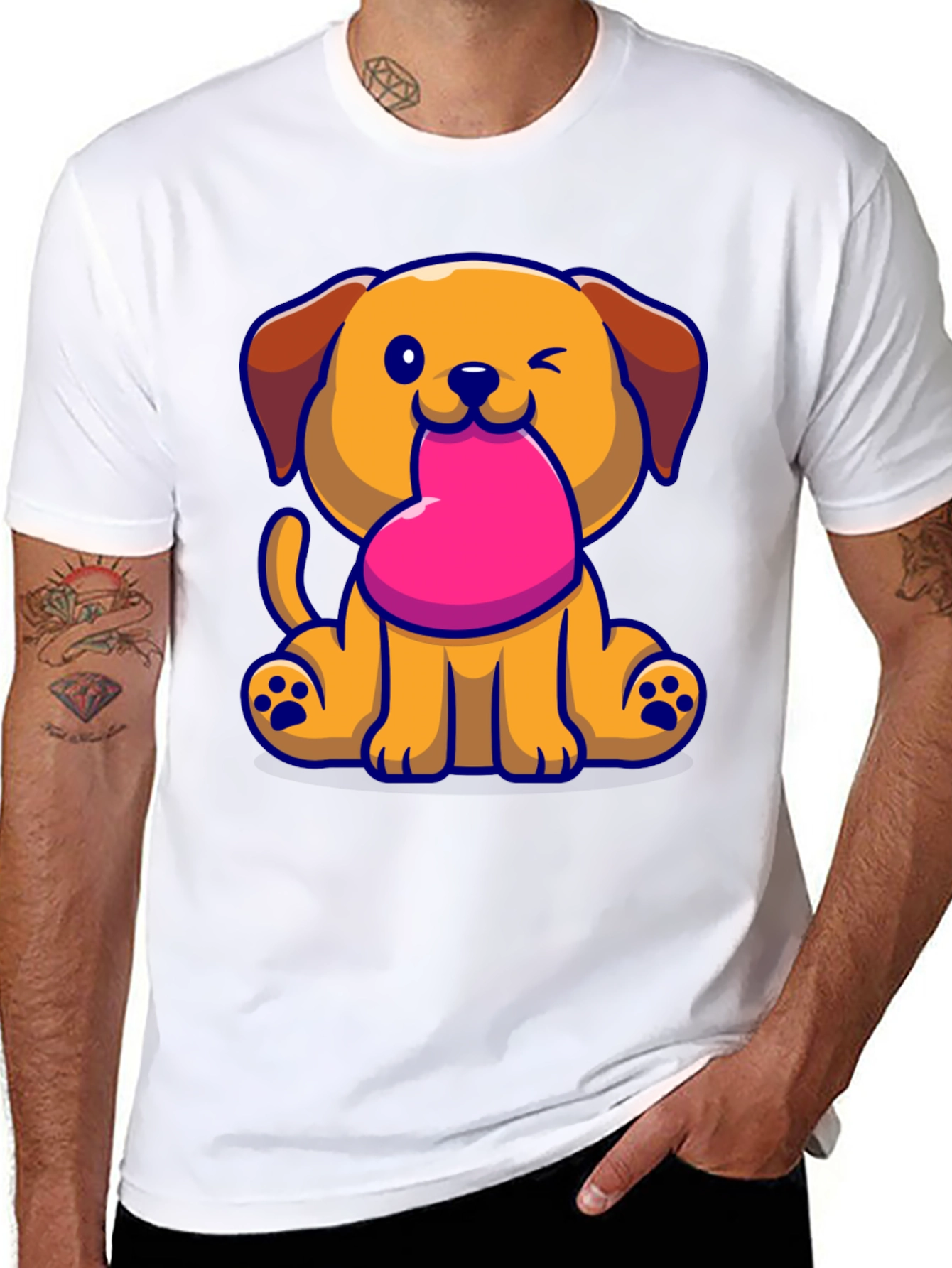 Cute Puppy with Heart Graphic Tee