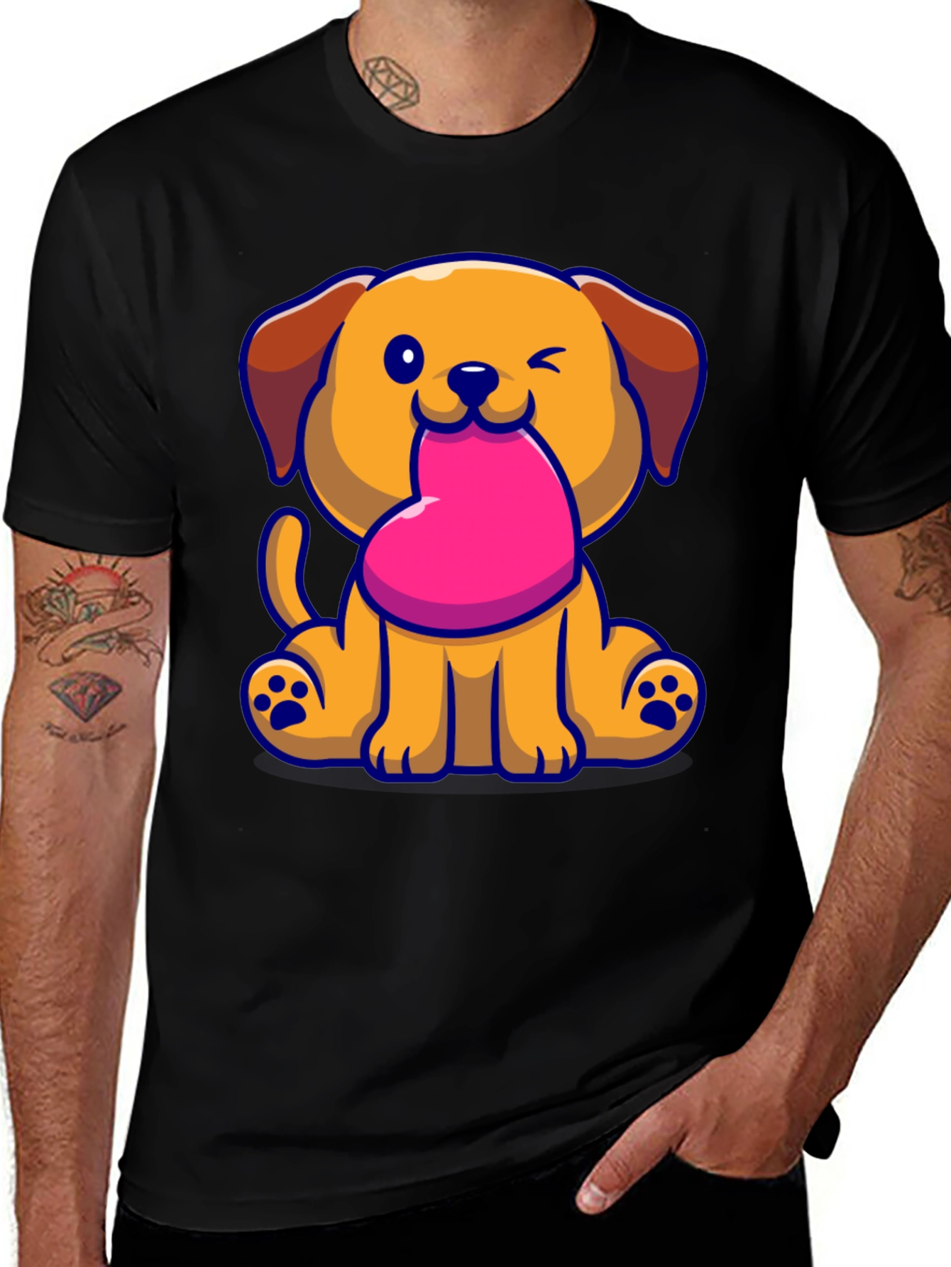 Cute Puppy with Heart Graphic Tee