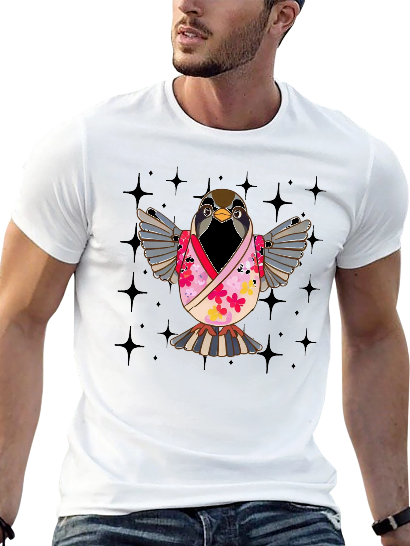 Bird in Kimono Graphic T-Shirt