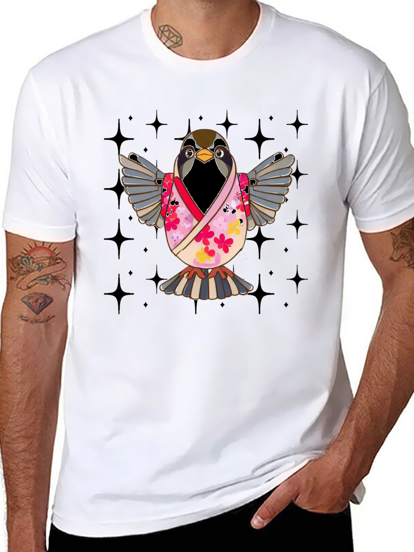 Bird in Kimono Graphic T-Shirt