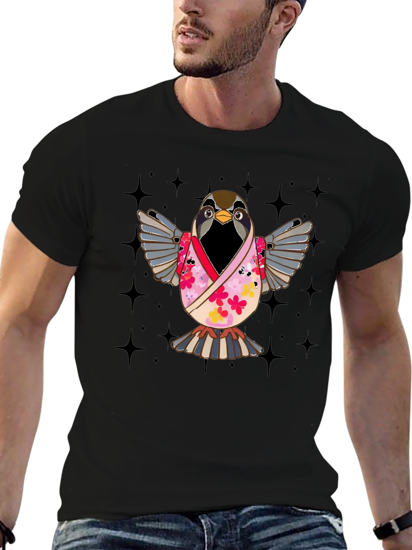 Bird in Kimono Graphic T-Shirt