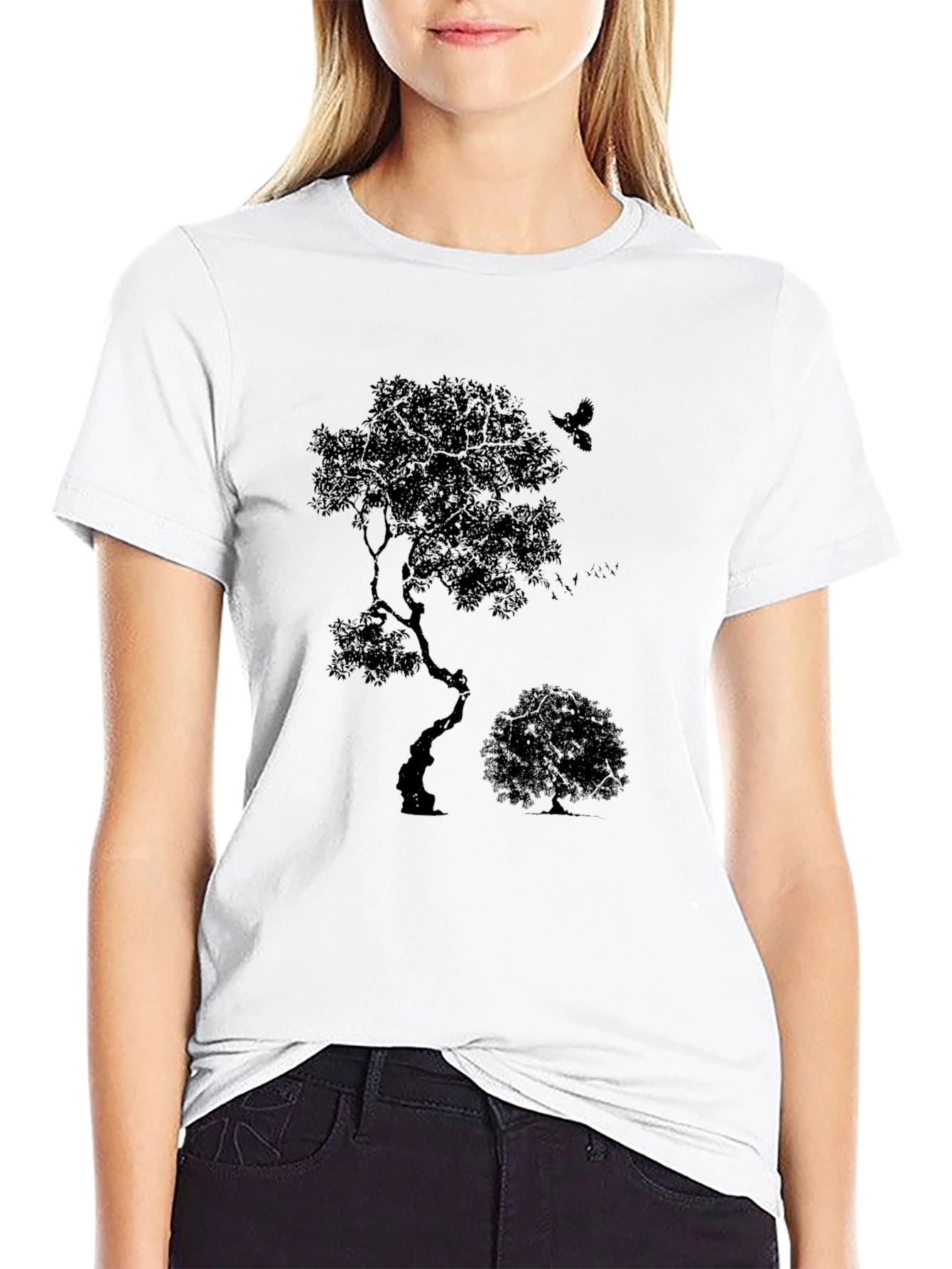 Nature Silhouette Graphic Black T-Shirt