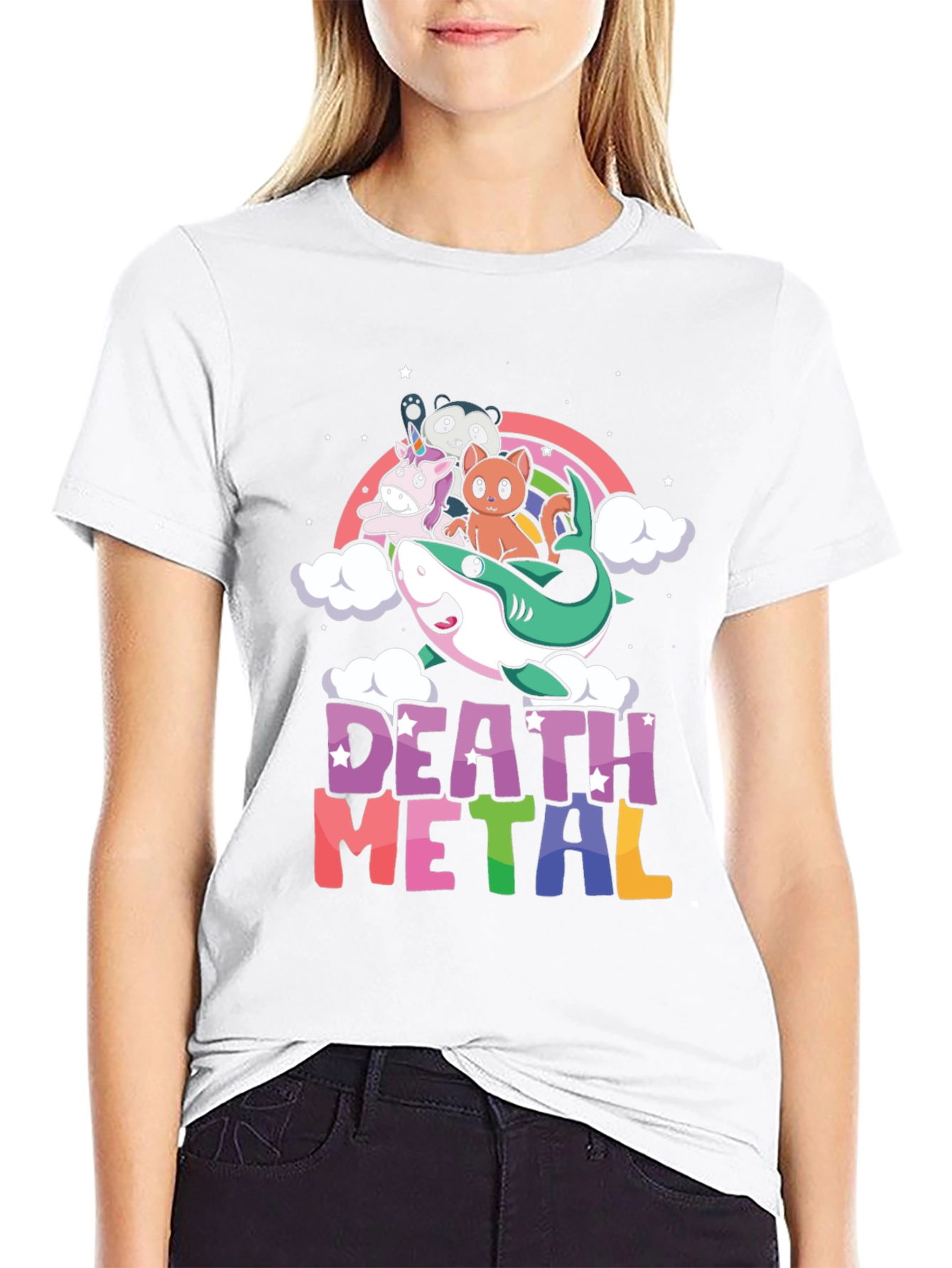 Death Metal Unicorn Shark Rainbow T-Shirt