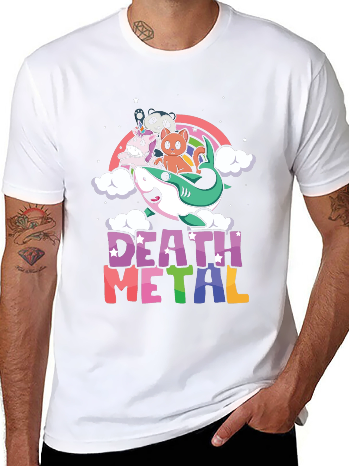 Death Metal Unicorn Shark Rainbow T-Shirt