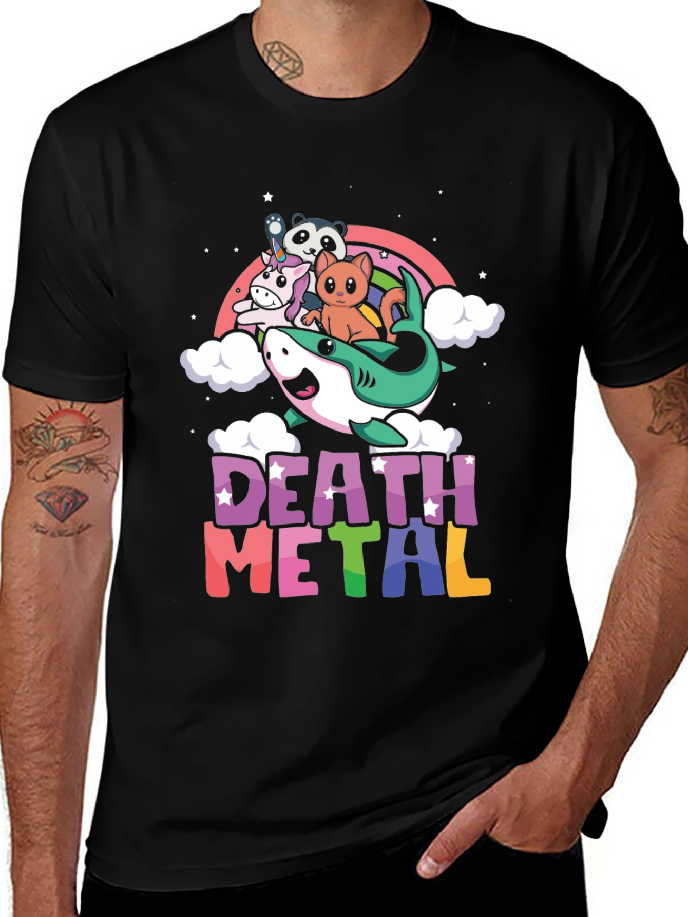 Death Metal Unicorn Shark Rainbow T-Shirt