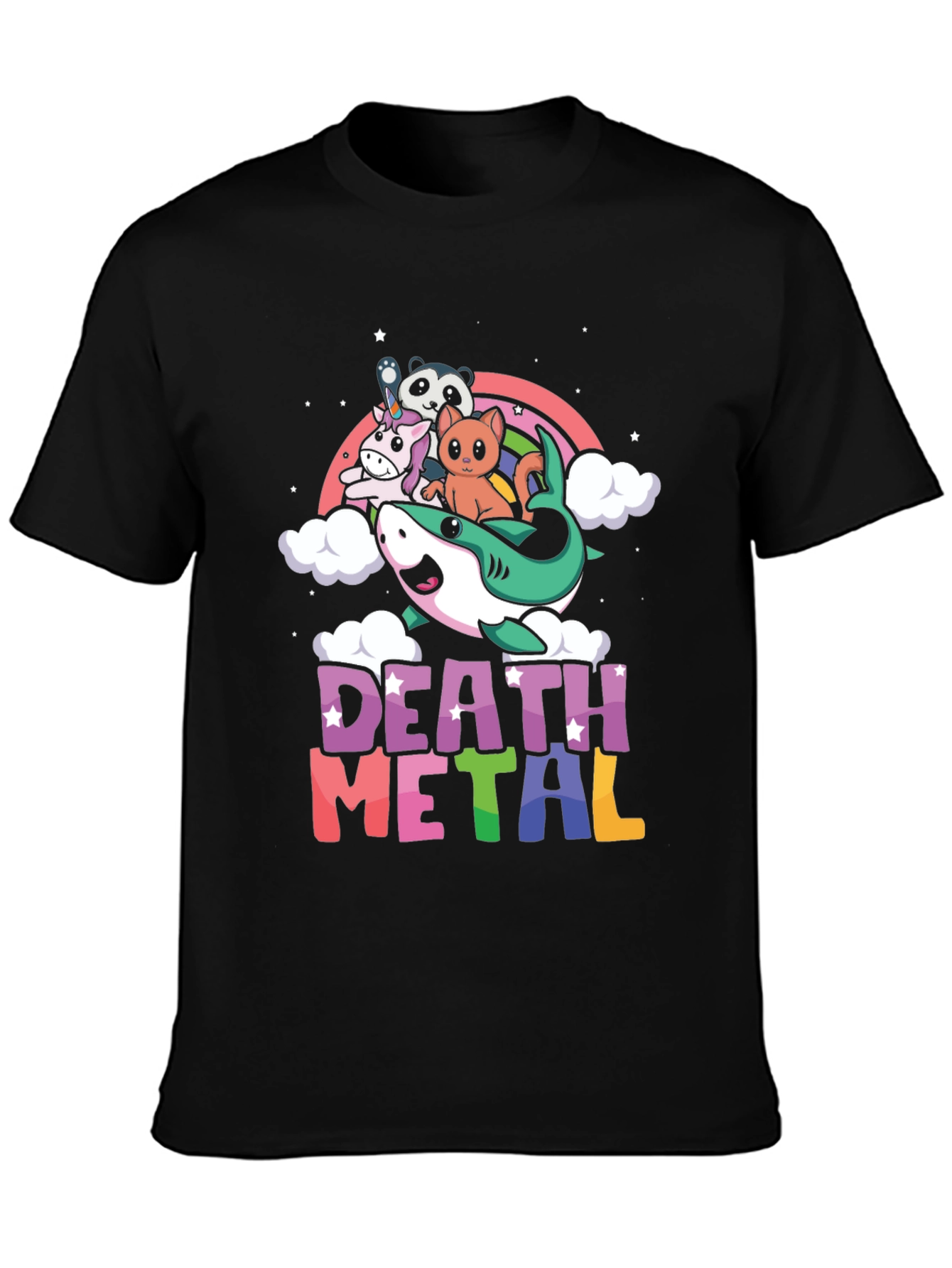 Death Metal Unicorn Shark Rainbow T-Shirt