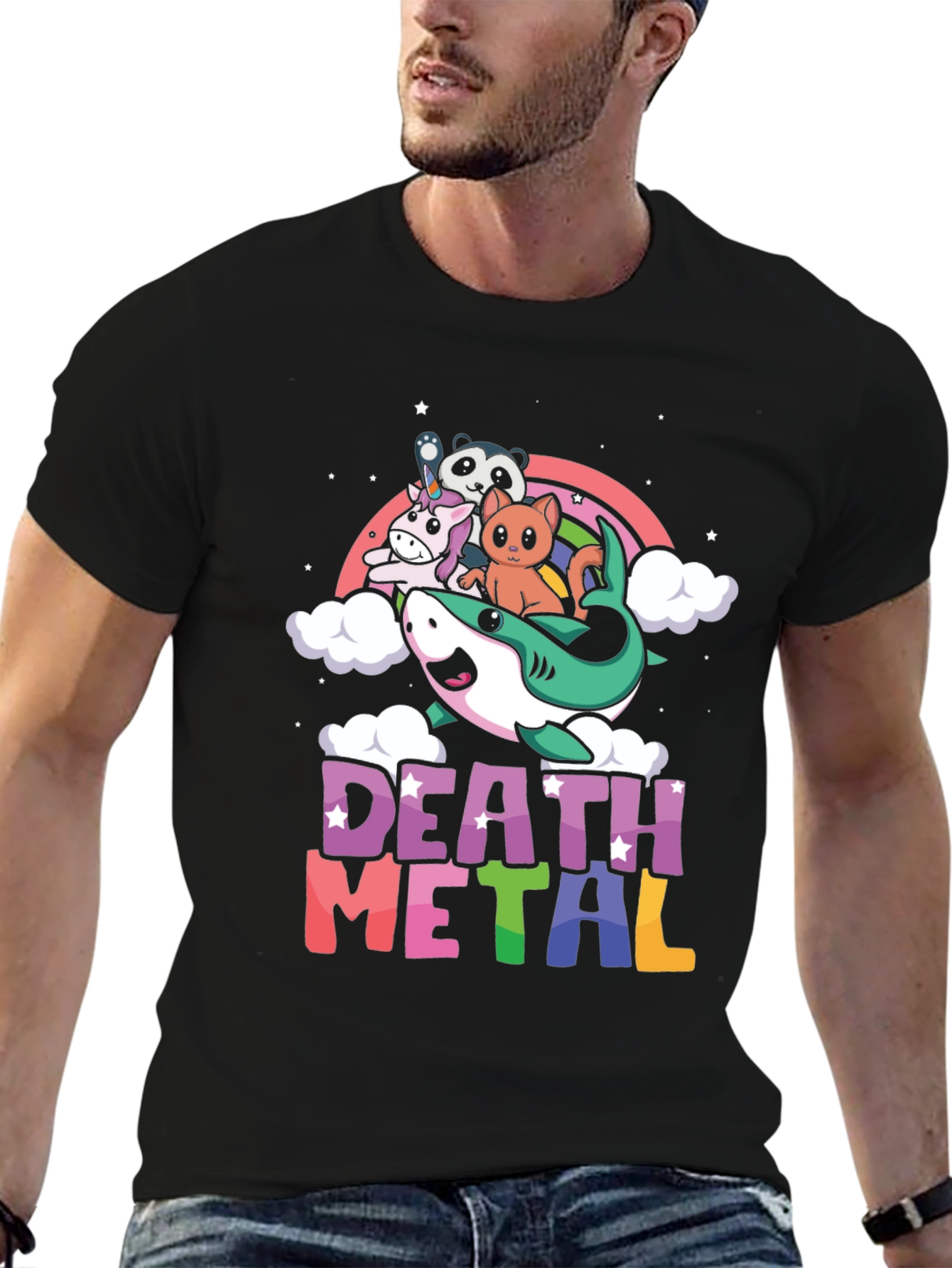 Death Metal Unicorn Shark Rainbow T-Shirt