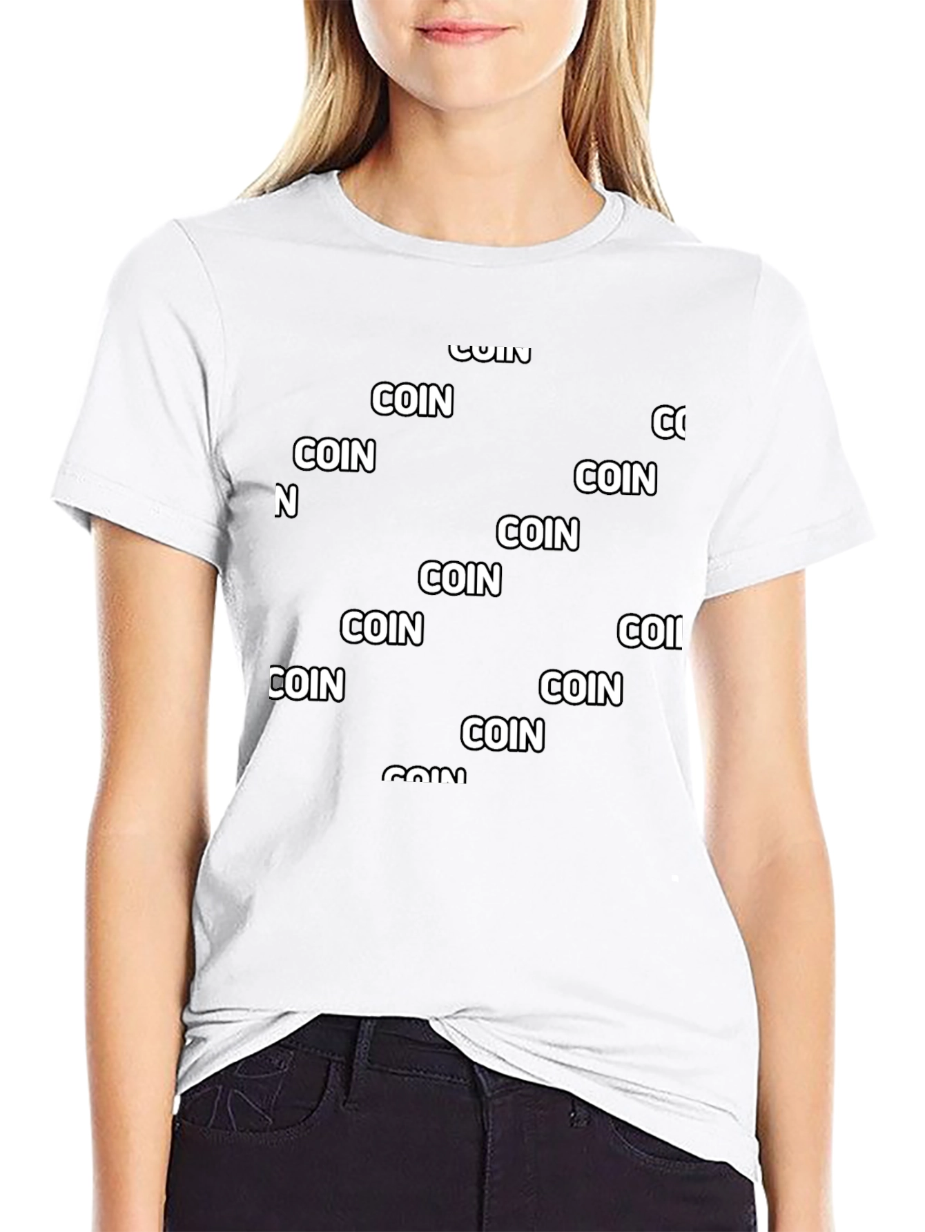Coin Pattern Black T-Shirt