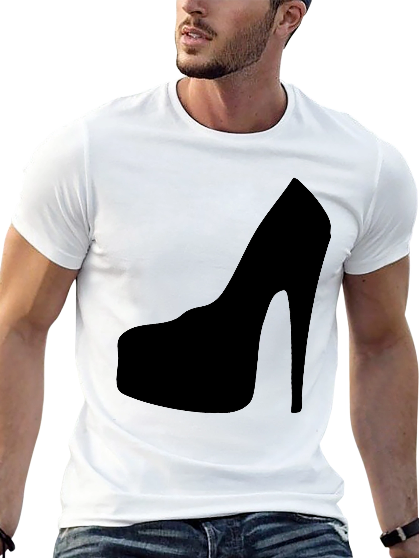 Stylish Black High Heel Shoe Graphic Tee