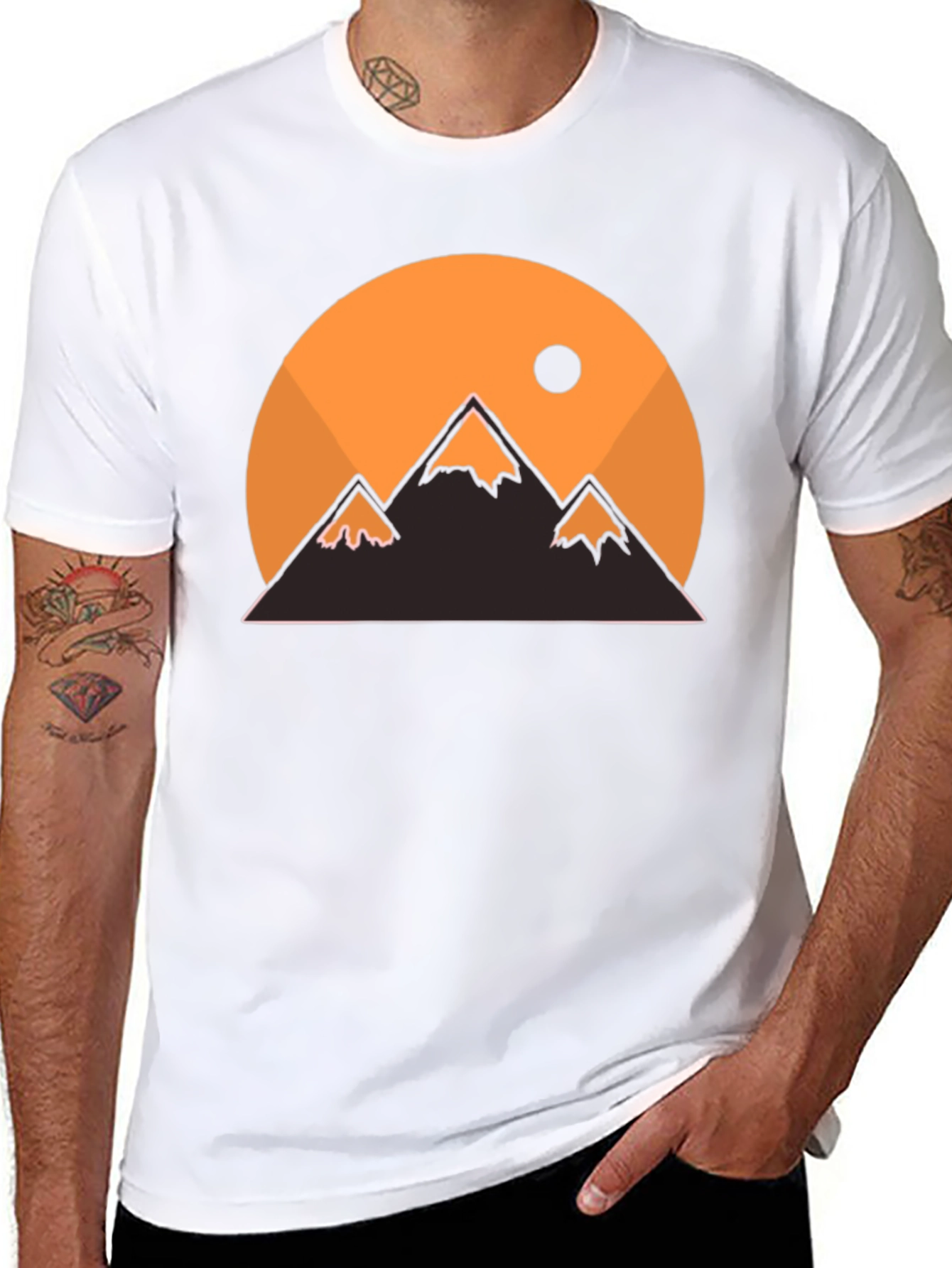 Mountain Sunset Graphic Tee - Black Casual T-Shirt