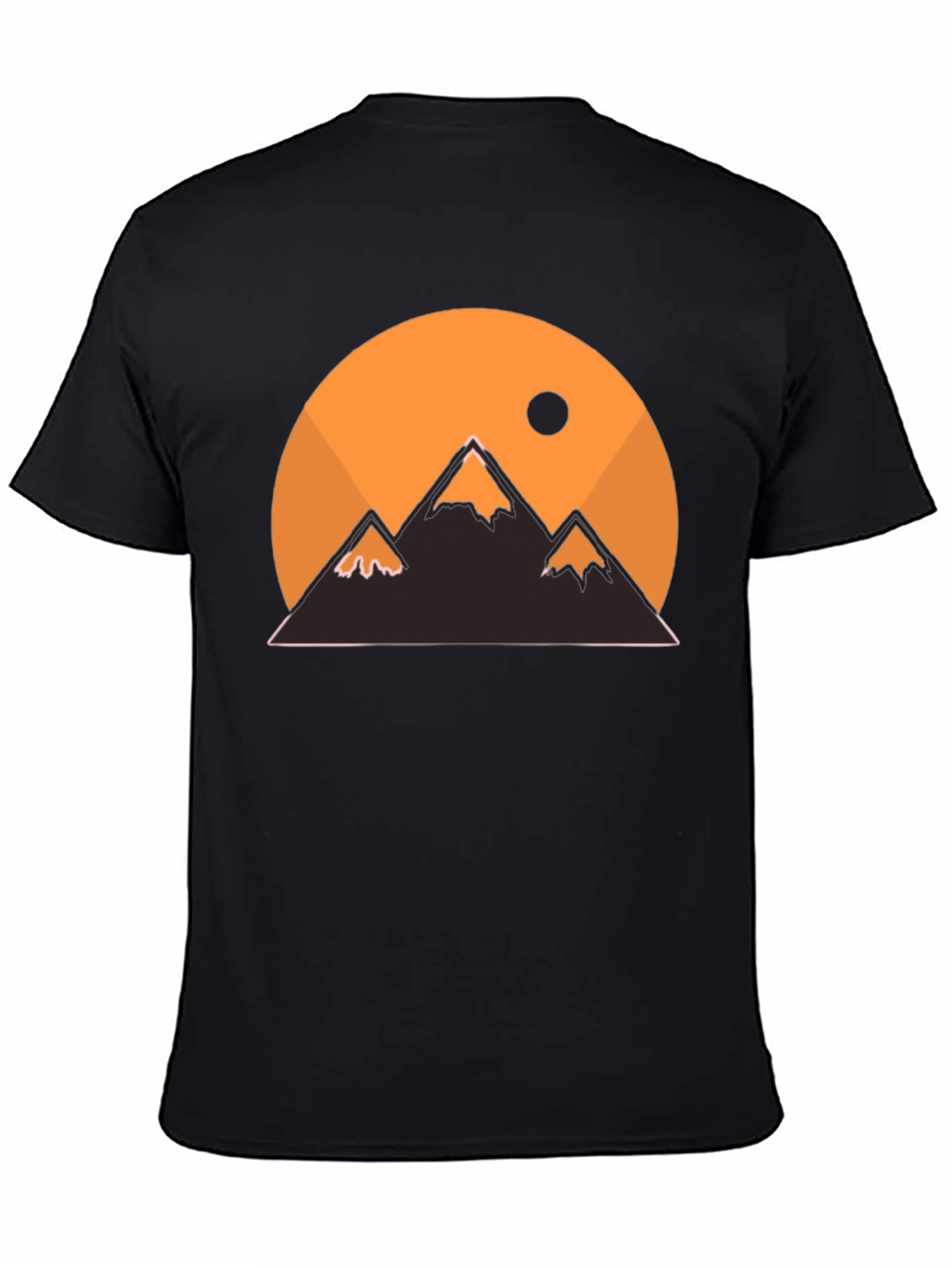 Mountain Sunset Graphic Tee - Black Casual T-Shirt