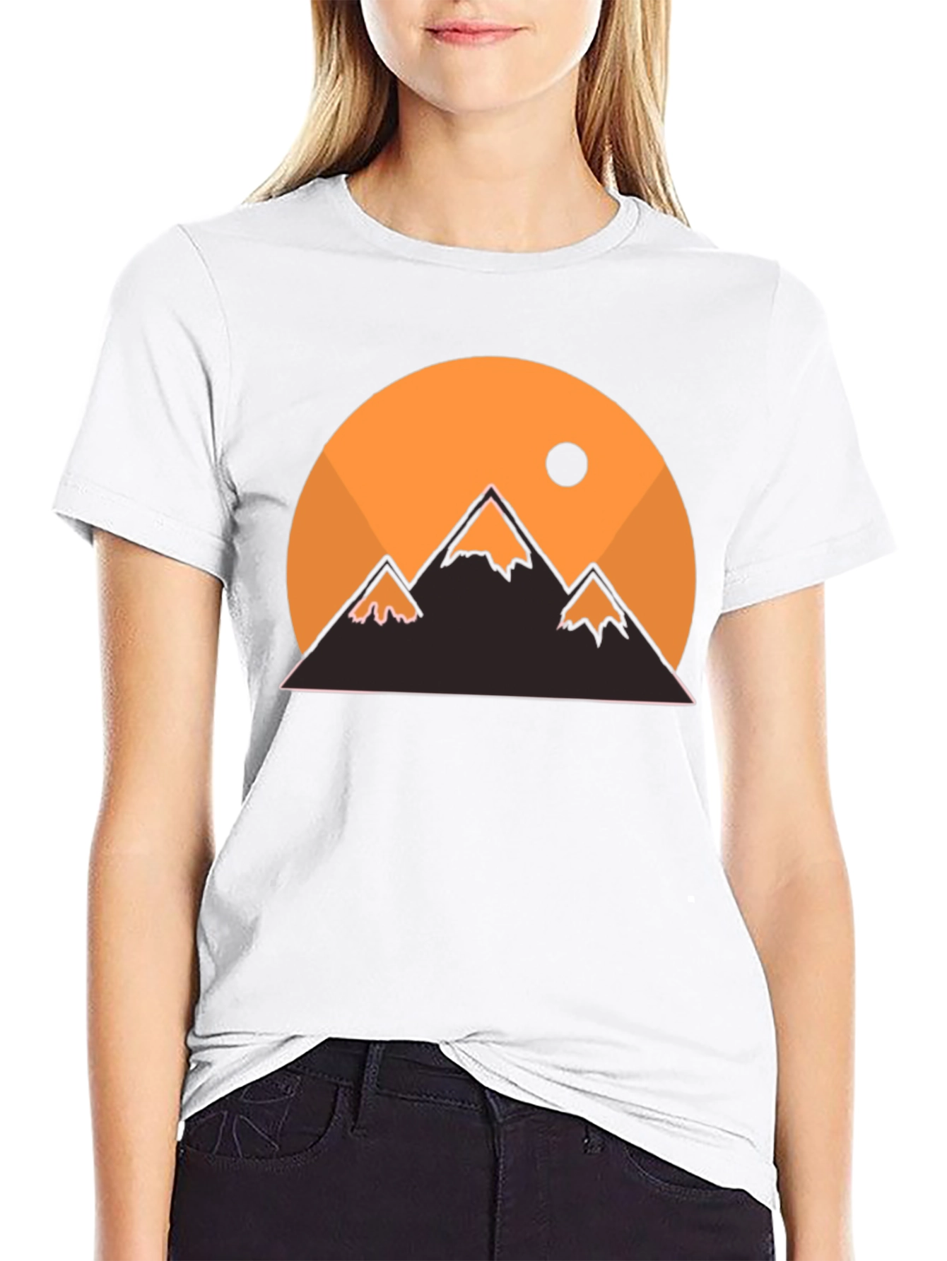 Mountain Sunset Graphic Tee - Black Casual T-Shirt