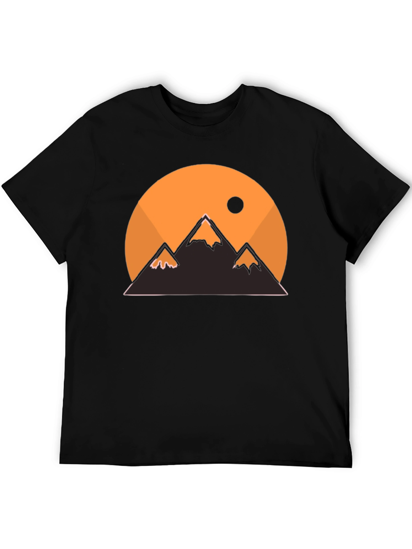 Mountain Sunset Graphic Tee - Black Casual T-Shirt