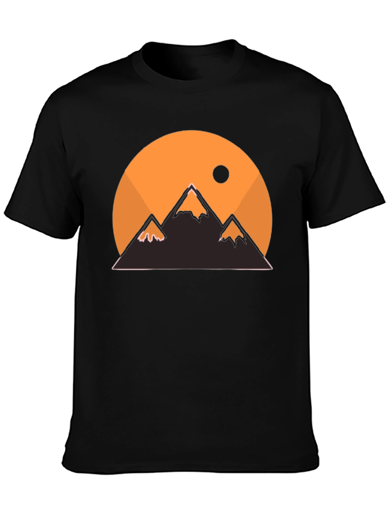 Mountain Sunset Graphic Tee - Black Casual T-Shirt
